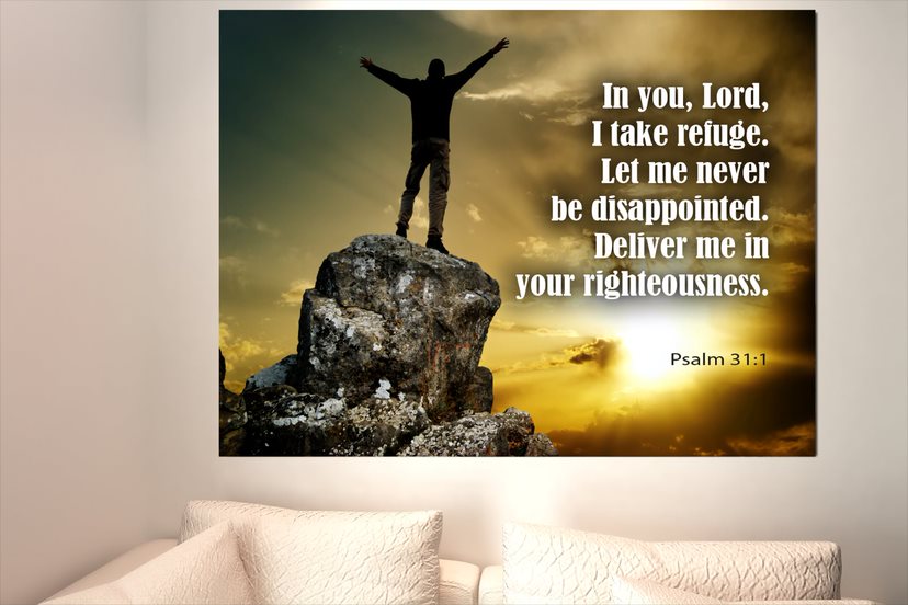 Scripture Walls Never Be Disappointed Psalm 31:1 Bible Verse Canvas Christian Wall Art Ready to Hang Unframed-Express Your Love Gifts