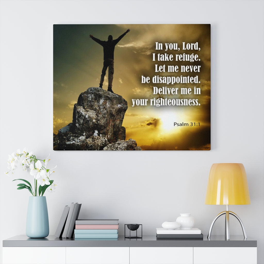 Scripture Walls Never Be Disappointed Psalm 31:1 Bible Verse Canvas Christian Wall Art Ready to Hang Unframed-Express Your Love Gifts