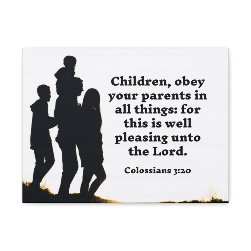 Scripture Walls Obey Your Parents Colossians 3:20 Bible Verse Canvas Christian Wall Art Ready to Hang Unframed-Express Your Love Gifts