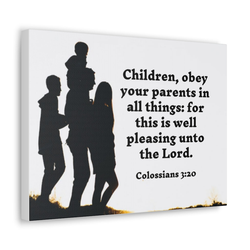Scripture Walls Obey Your Parents Colossians 3:20 Bible Verse Canvas Christian Wall Art Ready to Hang Unframed-Express Your Love Gifts