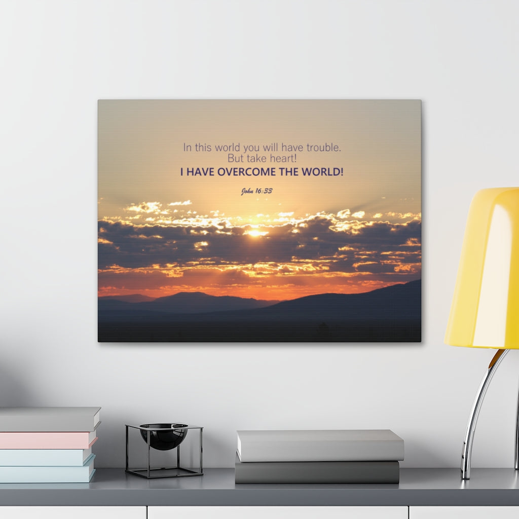 Scripture Walls Overcome The World John 16:33 Bible Verse Canvas Christian Wall Art Ready to Hang Unframed-Express Your Love Gifts