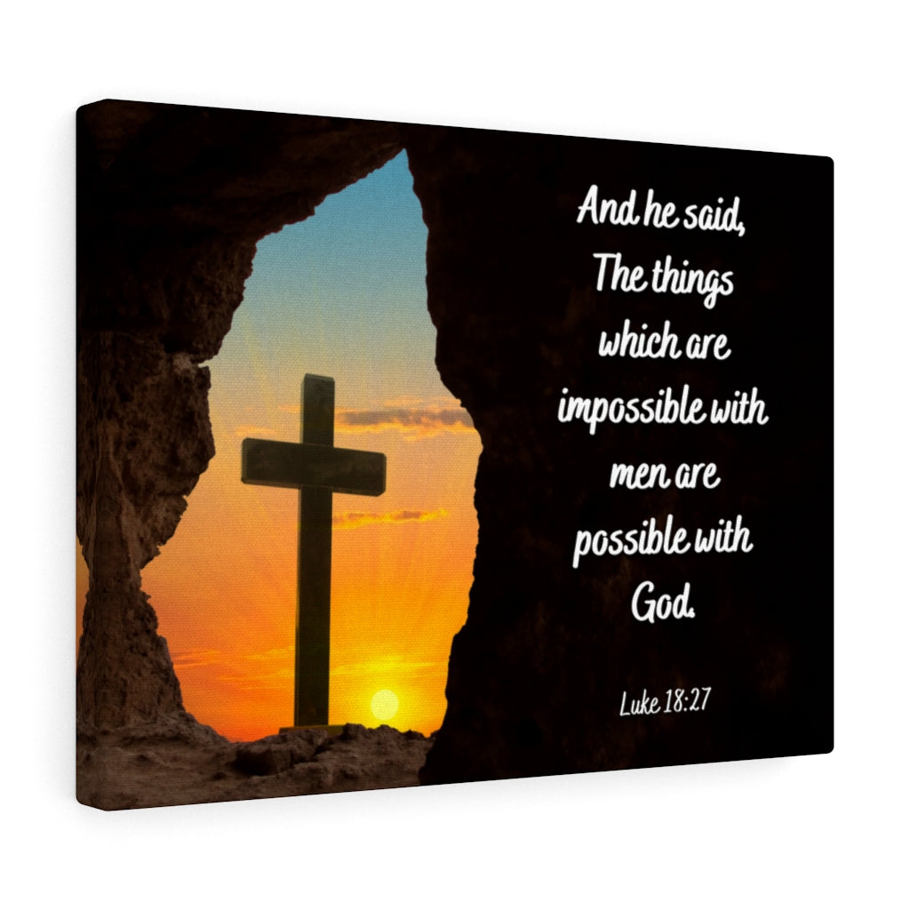 Scripture Walls Possible With God Luke 18:27 Bible Verse Canvas Christian Wall Art Ready to Hang Unframed-Express Your Love Gifts