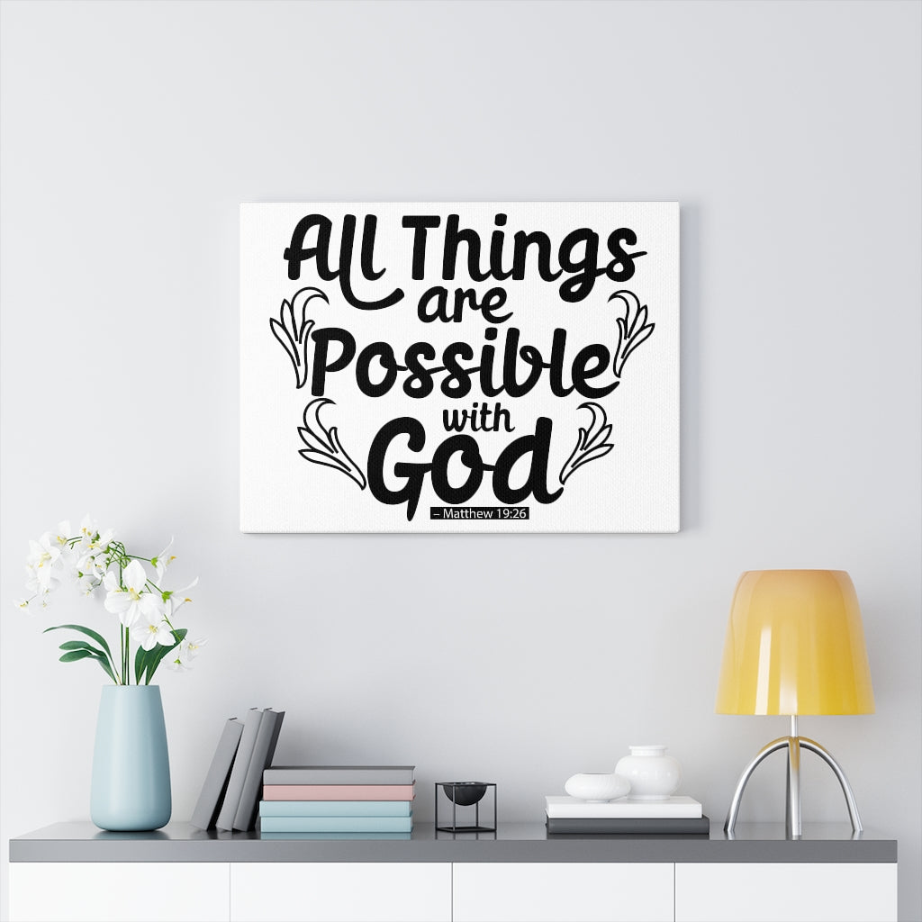 Scripture Walls Possible With God Matthew 19:26 Bible Verse Canvas