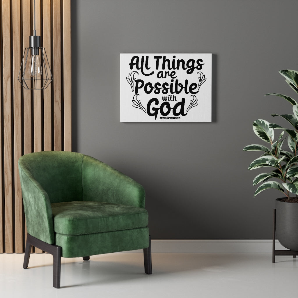 Scripture Walls Possible With God Matthew 19:26 Bible Verse Canvas