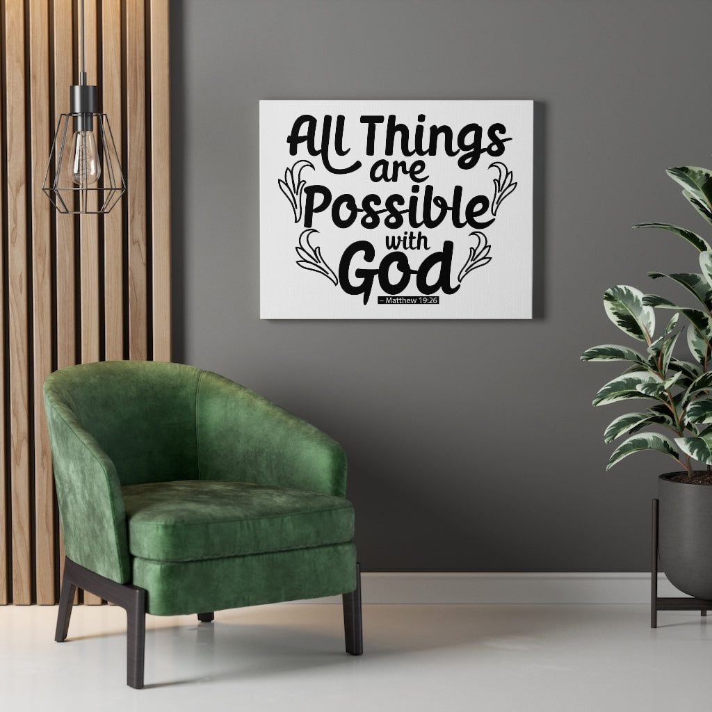 Scripture Walls Possible With God Matthew 19:26 Bible Verse Canvas Christian Wall Art Ready to Hang Unframed-Express Your Love Gifts