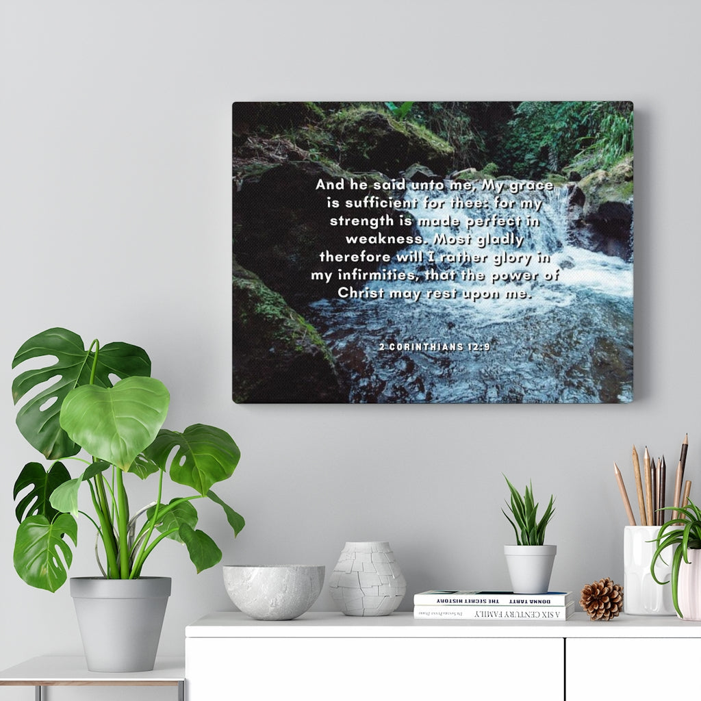 Scripture Walls Power Of Christ 2 Corinthians 12:9 Bible Verse Canvas Christian Wall Art Ready to Hang Unframed-Express Your Love Gifts