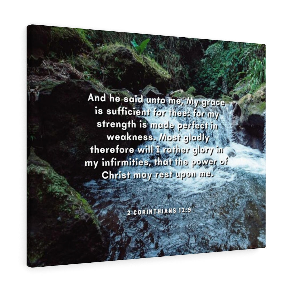 Scripture Walls Power Of Christ 2 Corinthians 12:9 Bible Verse Canvas Christian Wall Art Ready to Hang Unframed-Express Your Love Gifts