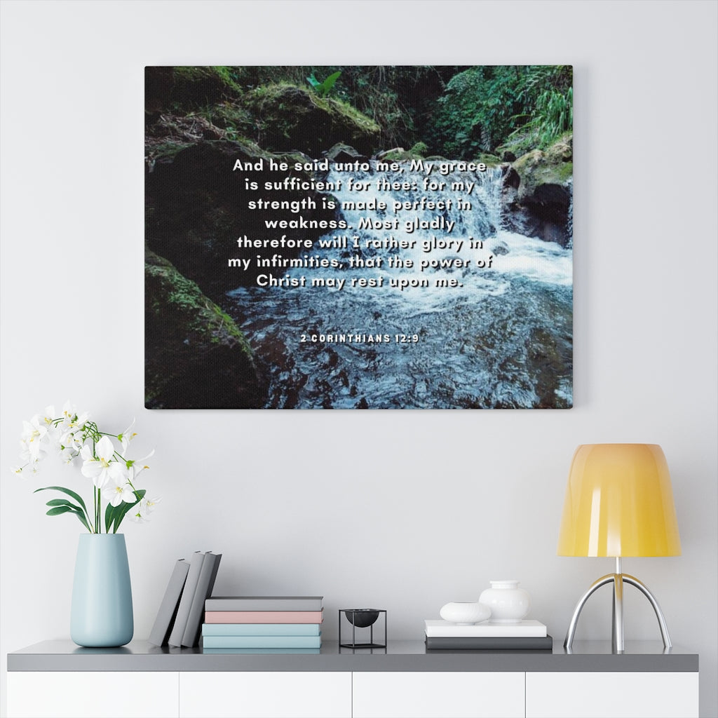 Scripture Walls Power Of Christ 2 Corinthians 12:9 Bible Verse Canvas Christian Wall Art Ready to Hang Unframed-Express Your Love Gifts