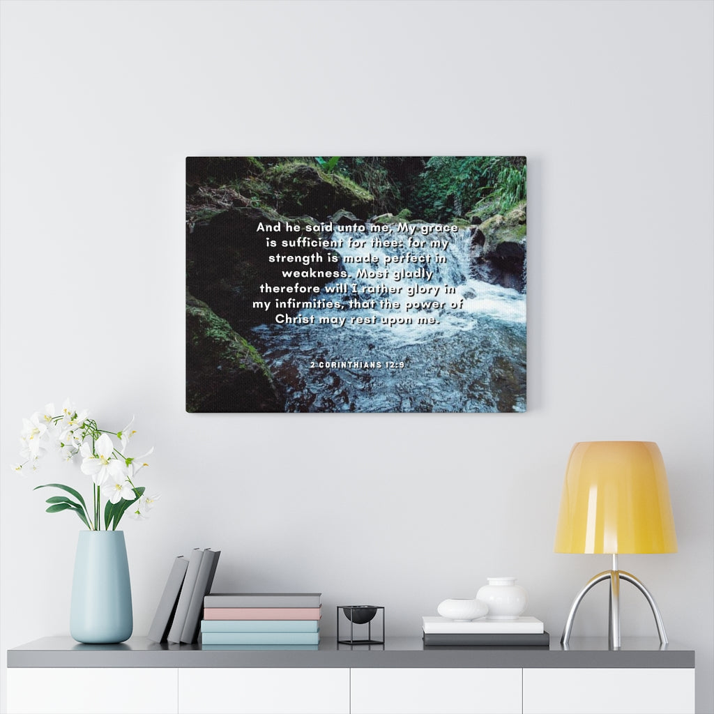 Scripture Walls Power Of Christ 2 Corinthians 12:9 Bible Verse Canvas Christian Wall Art Ready to Hang Unframed-Express Your Love Gifts