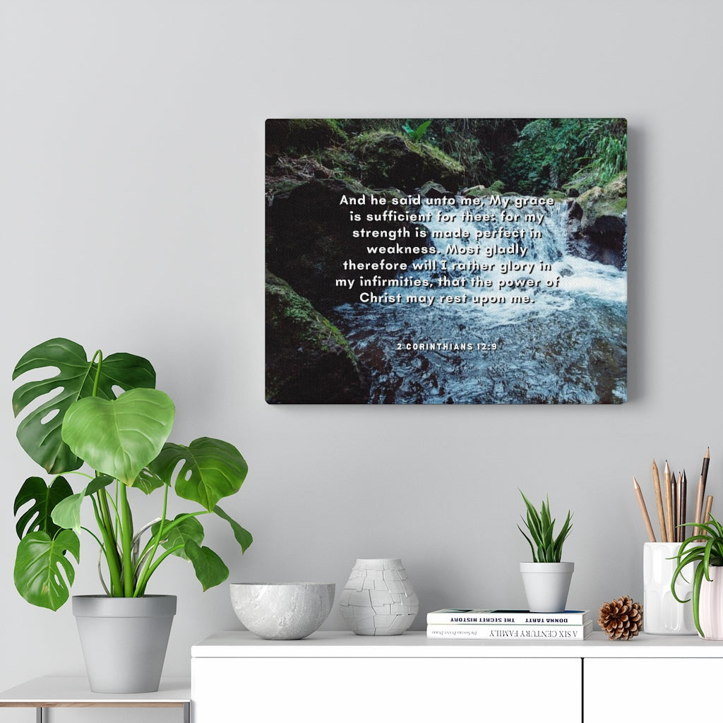 Scripture Walls Power Of Christ 2 Corinthians 12:9 Bible Verse Canvas Christian Wall Art Ready to Hang Unframed-Express Your Love Gifts