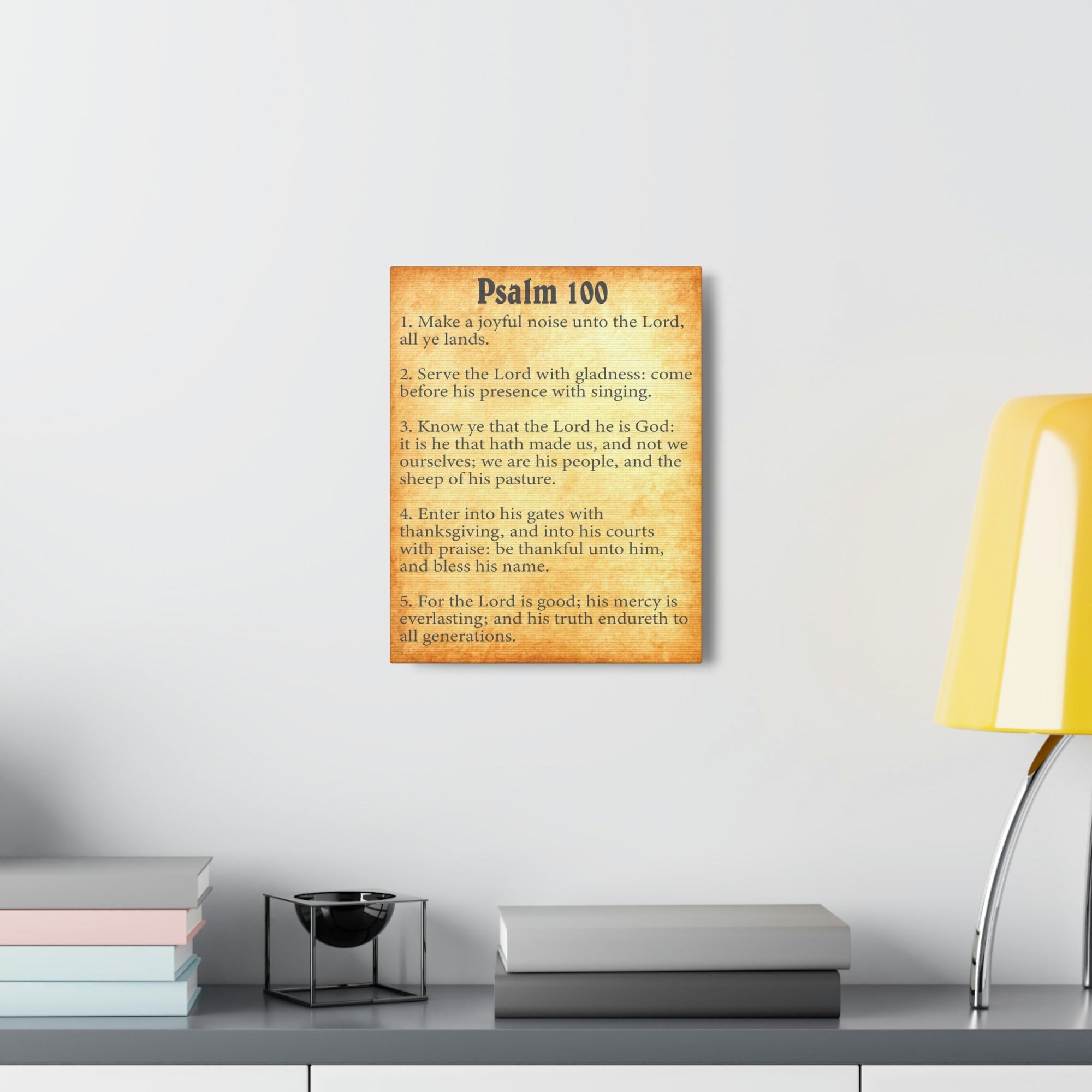 Scripture Walls Psalm 100 Chapter Gold Bible Canvas Christian Wall Art Ready to Hang Unframed-Express Your Love Gifts