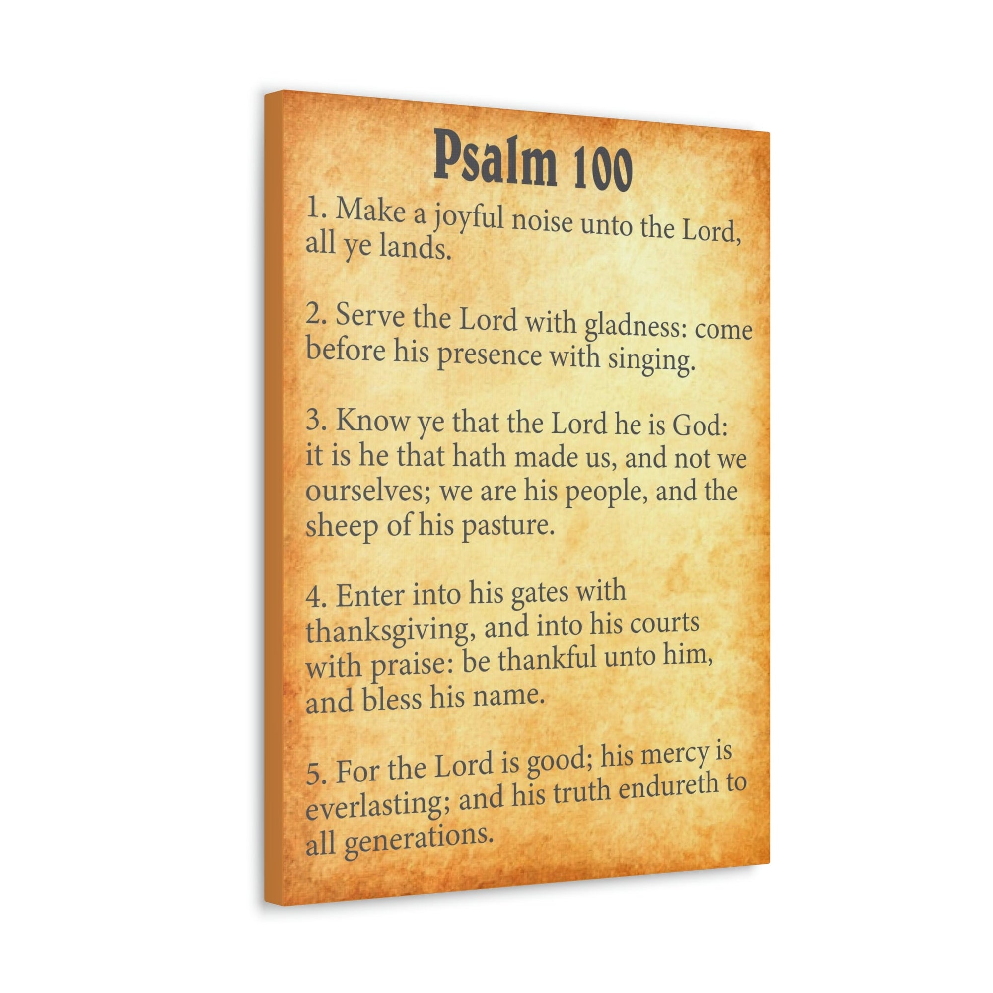 Scripture Walls Psalm 100 Chapter Gold Bible Canvas Christian Wall Art Ready to Hang Unframed-Express Your Love Gifts