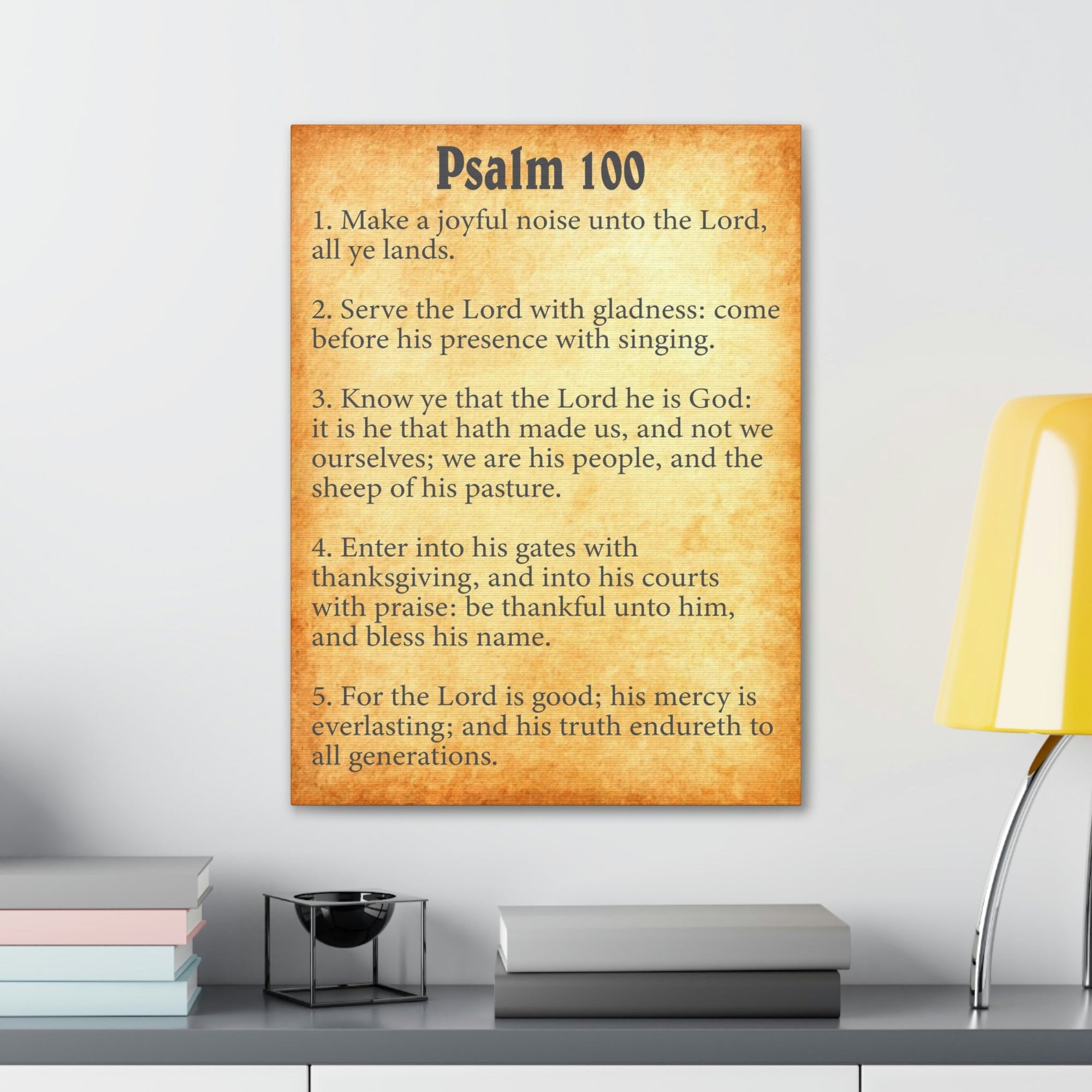 Scripture Walls Psalm 100 Chapter Gold Bible Canvas Christian Wall Art Ready to Hang Unframed-Express Your Love Gifts