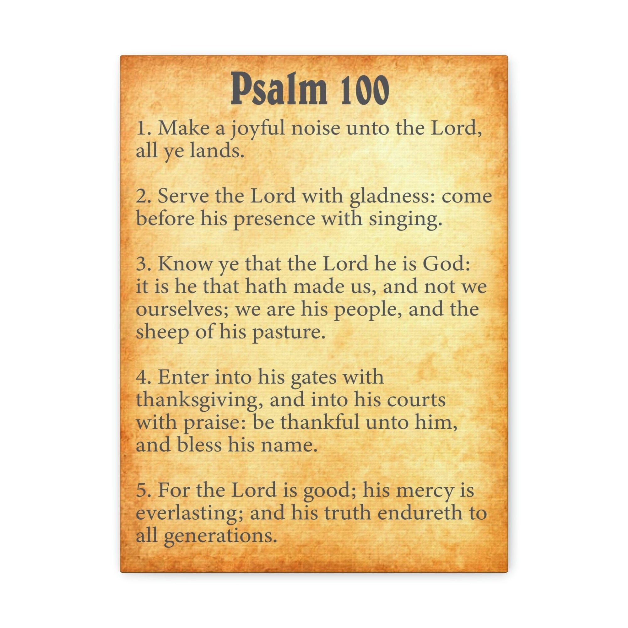 Scripture Walls Psalm 100 Chapter Gold Bible Canvas Christian Wall Art Ready to Hang Unframed-Express Your Love Gifts