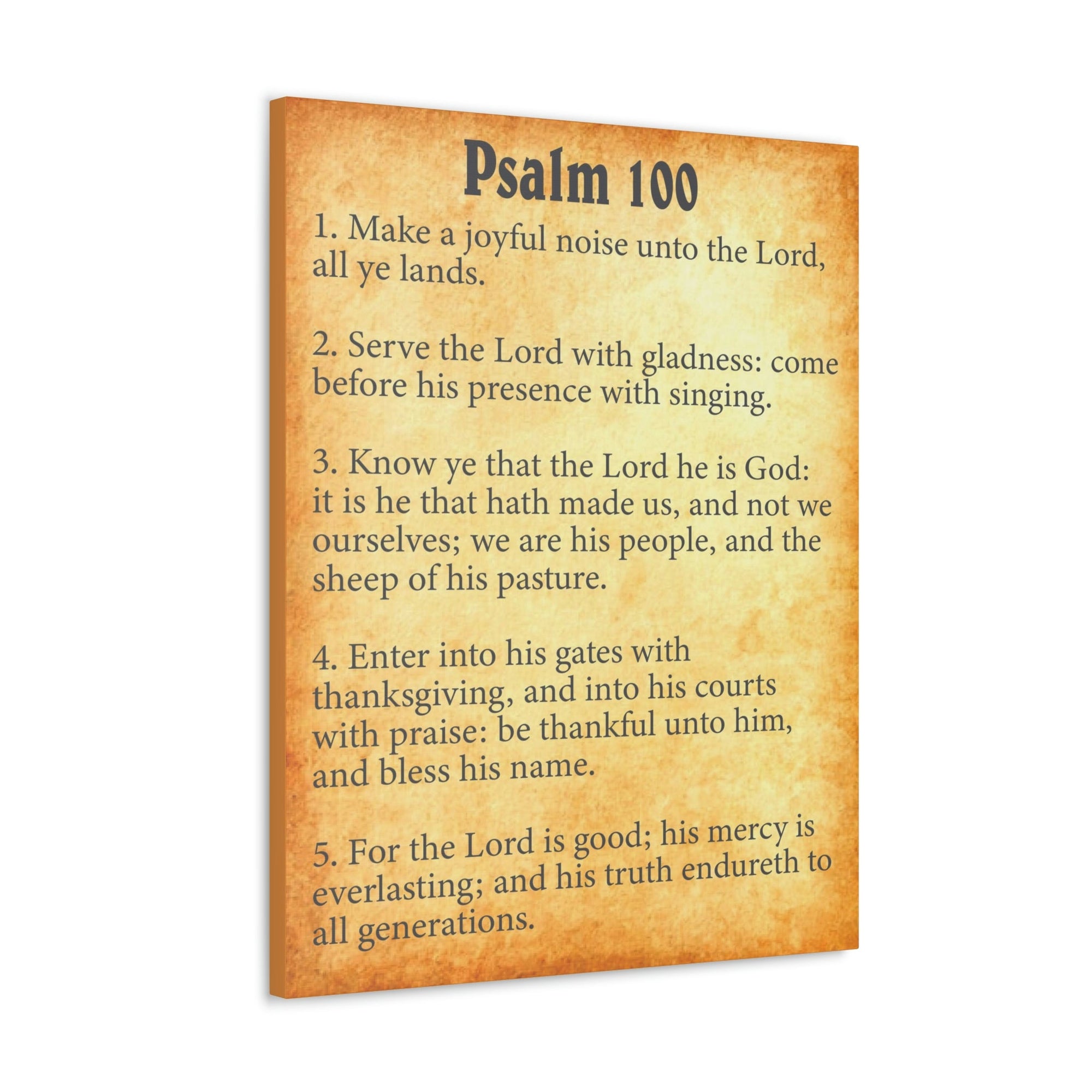 Scripture Walls Psalm 100 Chapter Gold Bible Canvas Christian Wall Art Ready to Hang Unframed-Express Your Love Gifts