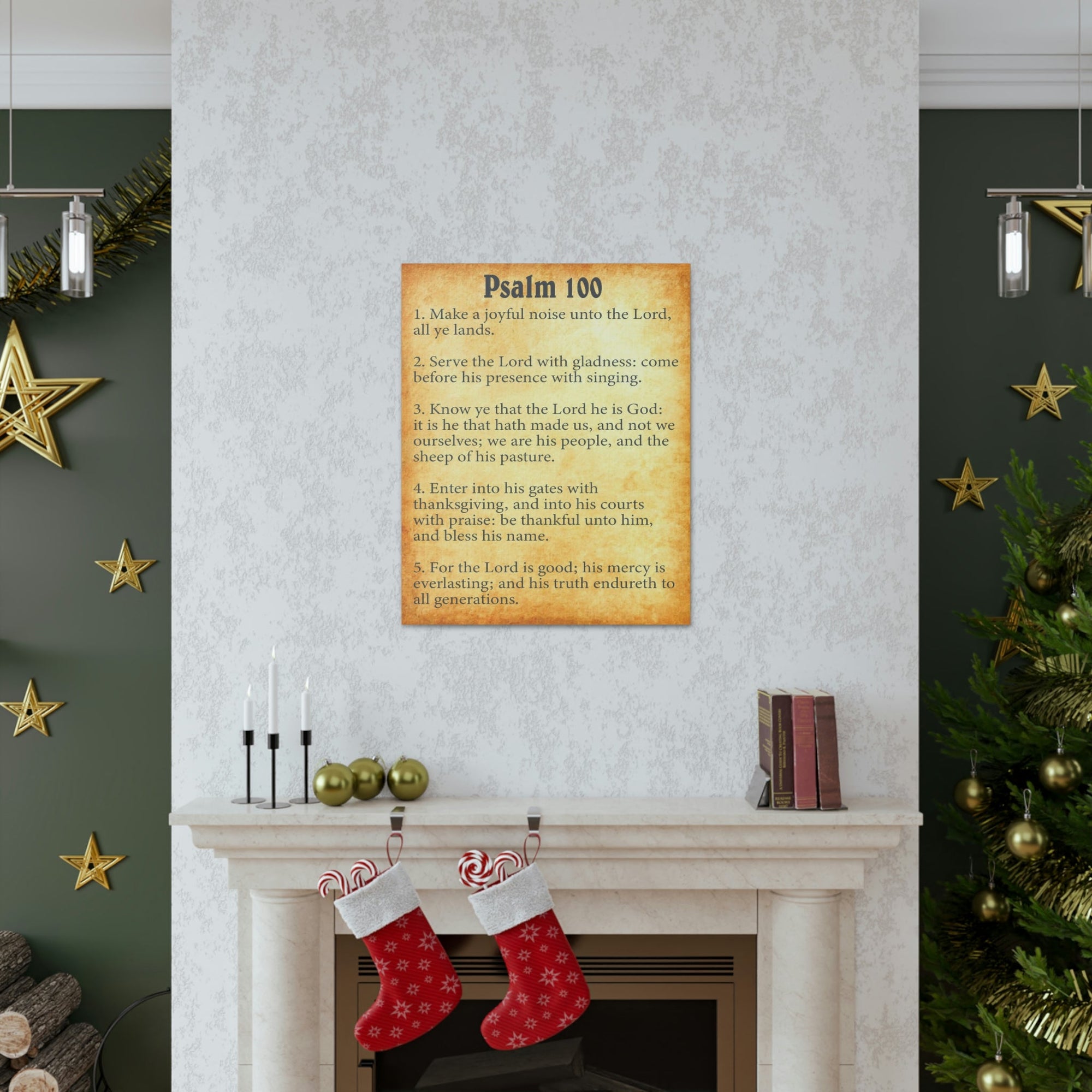 Scripture Walls Psalm 100 Chapter Gold Bible Canvas Christian Wall Art Ready to Hang Unframed-Express Your Love Gifts