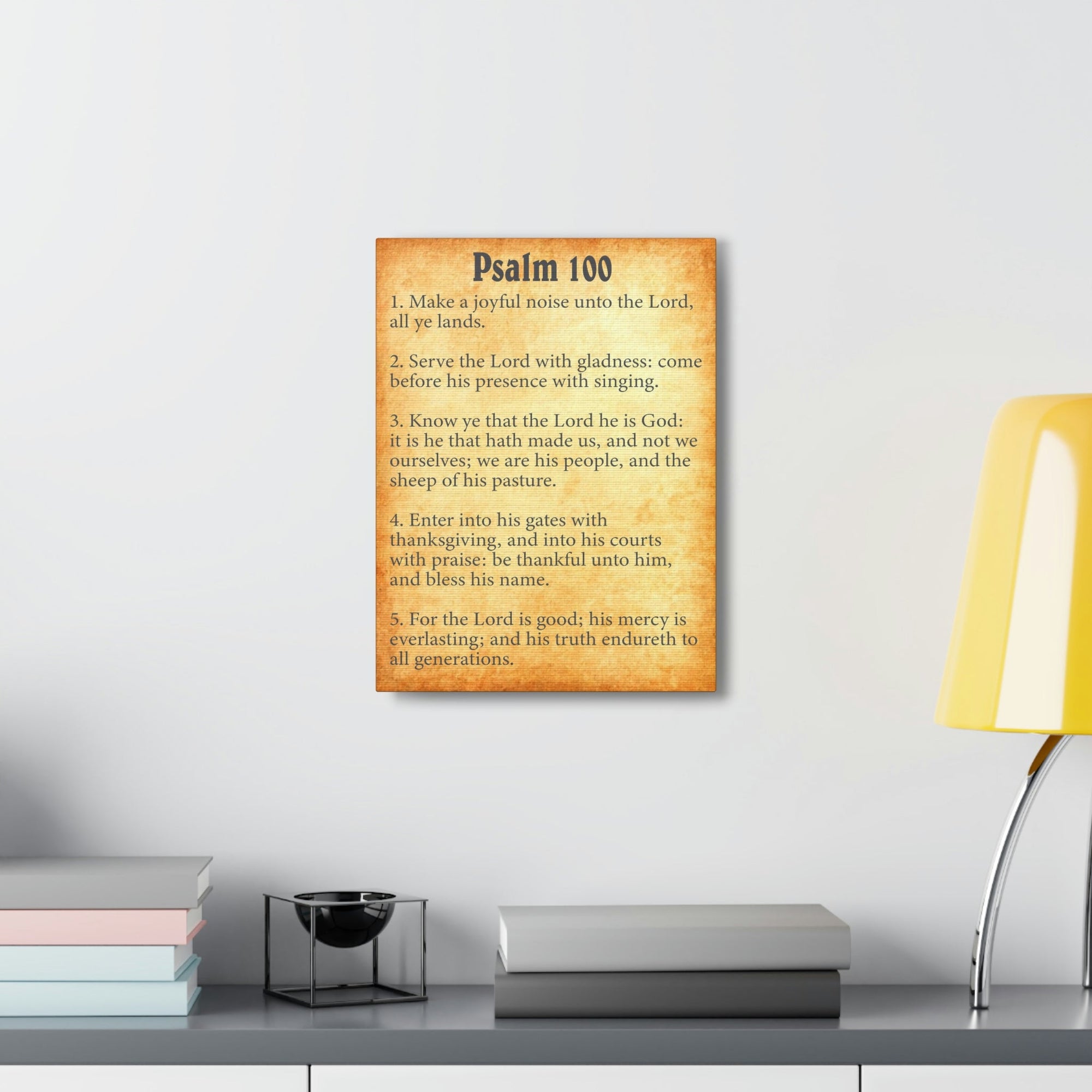 Scripture Walls Psalm 100 Chapter Gold Bible Canvas Christian Wall Art Ready to Hang Unframed-Express Your Love Gifts