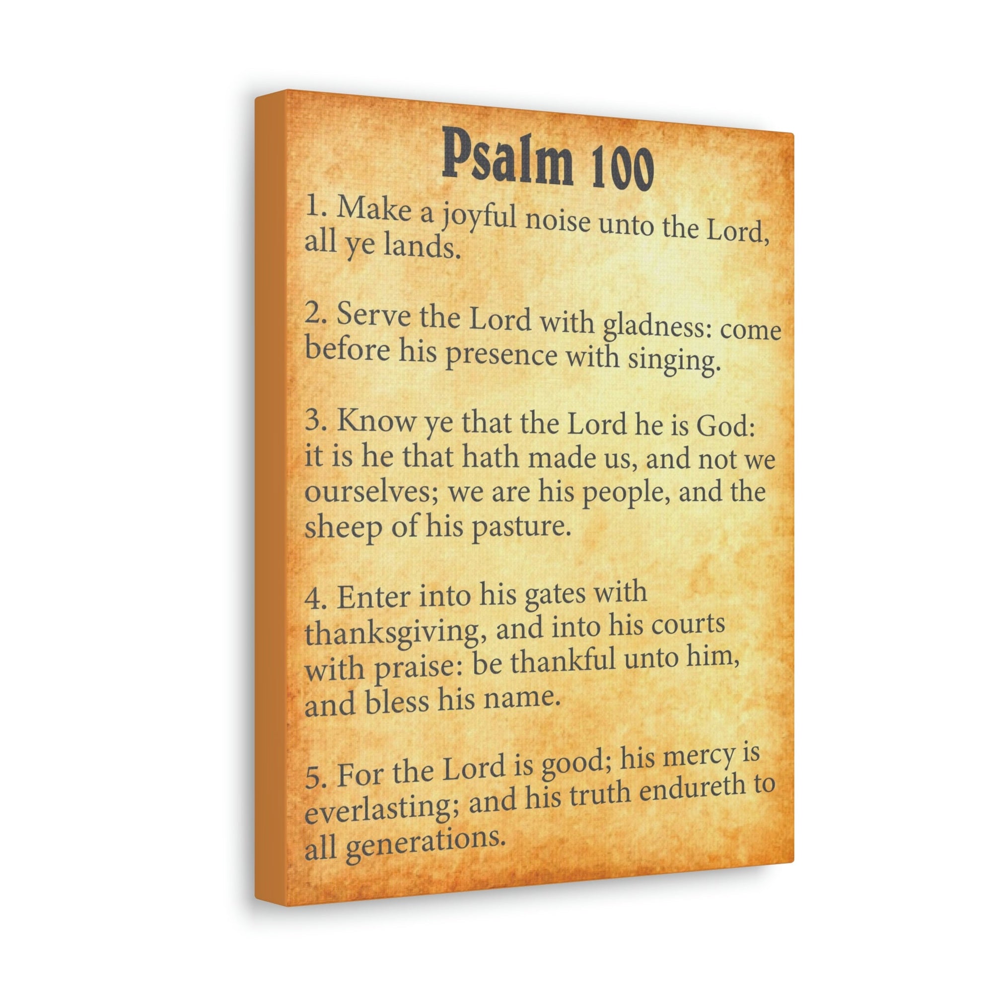 Scripture Walls Psalm 100 Chapter Gold Bible Canvas Christian Wall Art Ready to Hang Unframed-Express Your Love Gifts