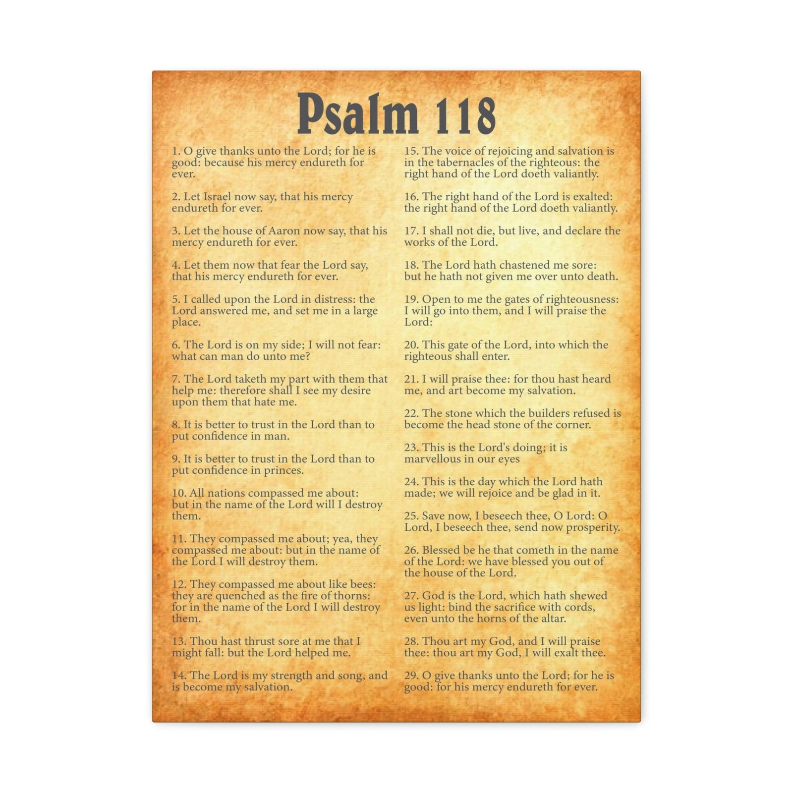 Scripture Walls Psalm 118 Chapter Gold Bible Canvas Christian Wall Art Ready to Hang Unframed-Express Your Love Gifts