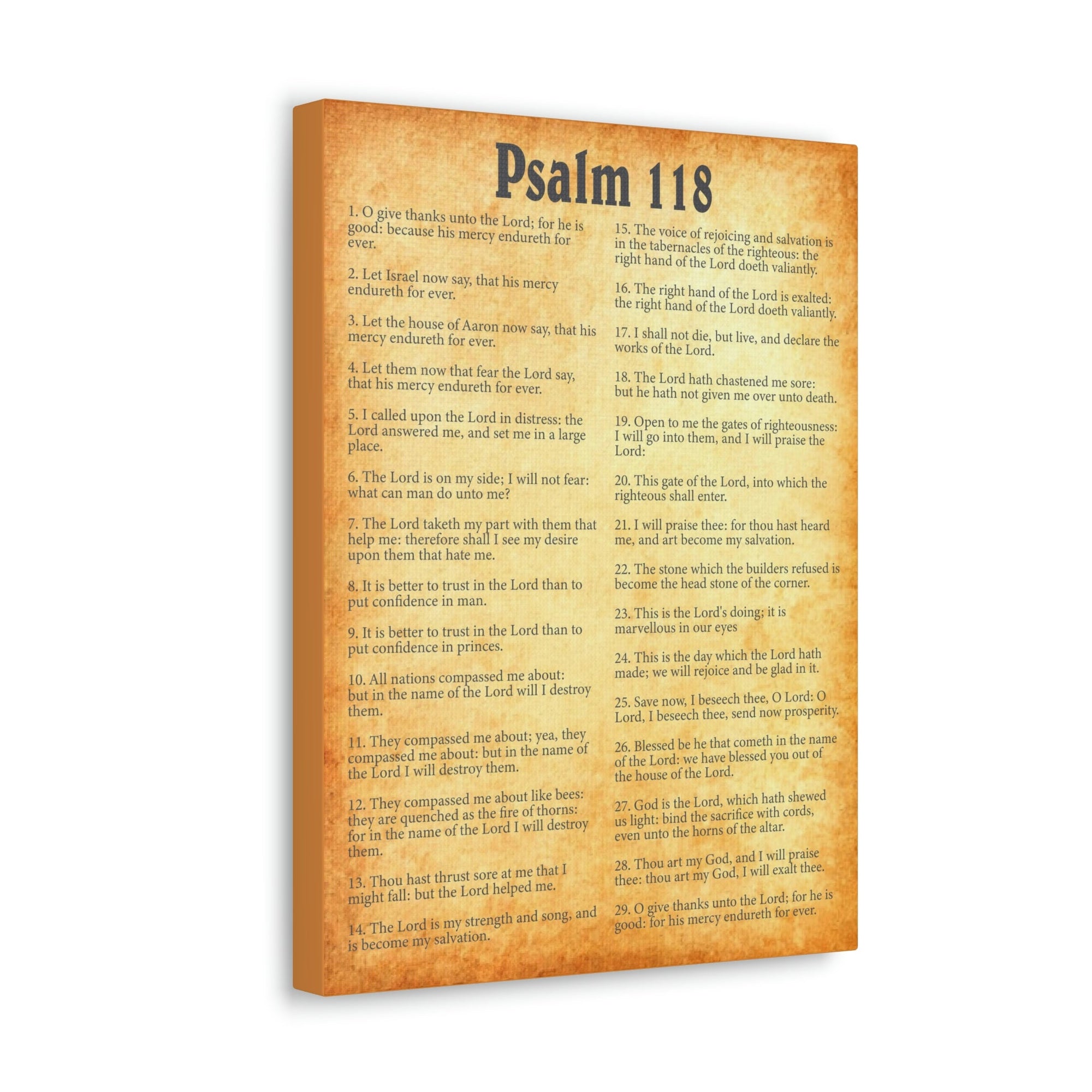 Scripture Walls Psalm 118 Chapter Gold Bible Canvas Christian Wall Art Ready to Hang Unframed-Express Your Love Gifts