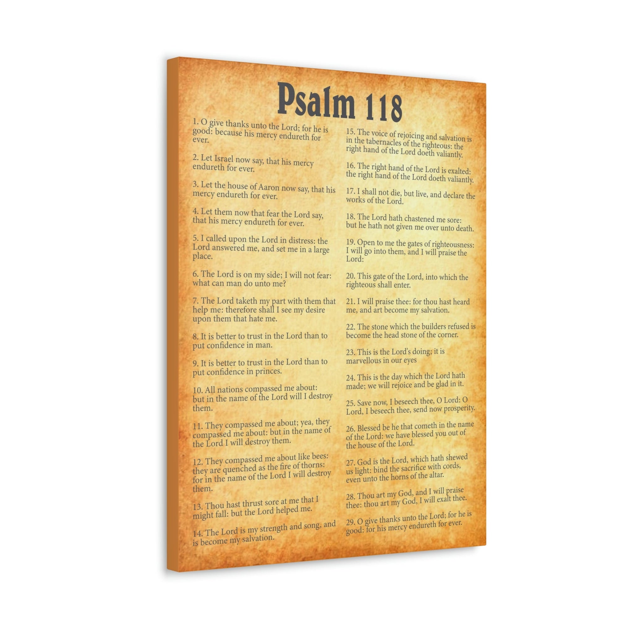 Scripture Walls Psalm 118 Chapter Gold Bible Canvas Christian Wall Art Ready to Hang Unframed-Express Your Love Gifts