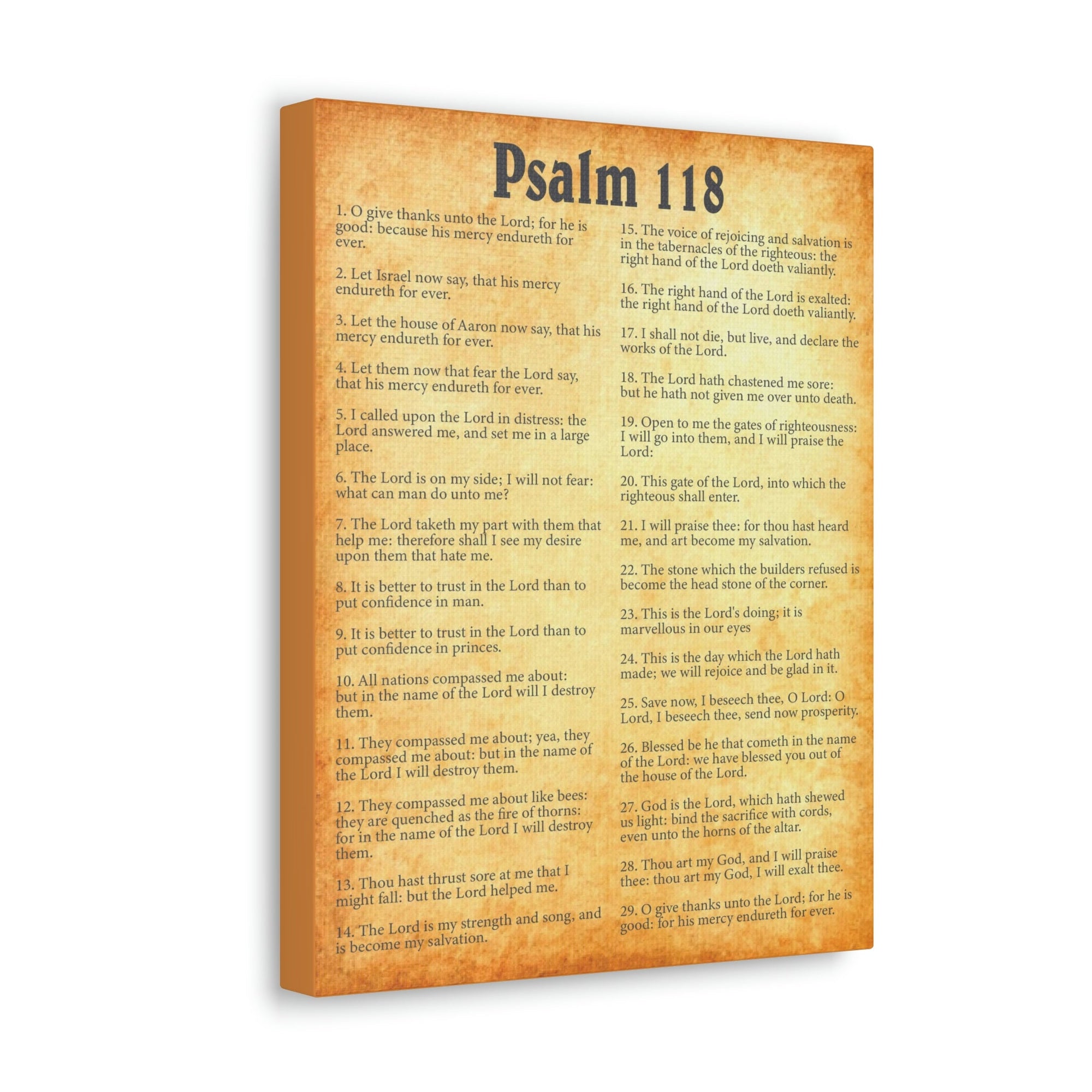 Scripture Walls Psalm 118 Chapter Gold Bible Canvas Christian Wall Art Ready to Hang Unframed-Express Your Love Gifts