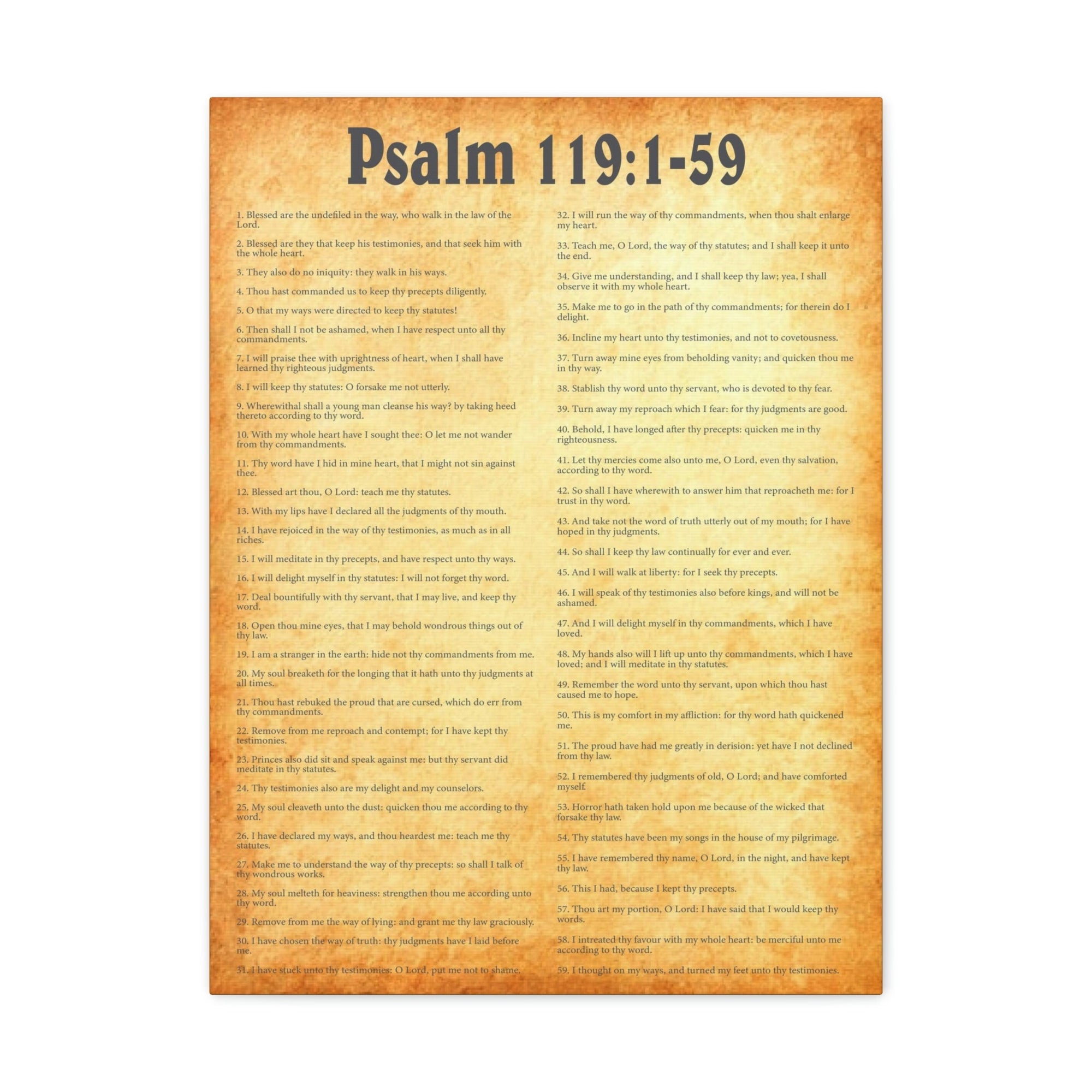 Scripture Walls Psalm 119:1-59 Gold Bible Canvas Christian Wall Art Ready to Hang Unframed-Express Your Love Gifts