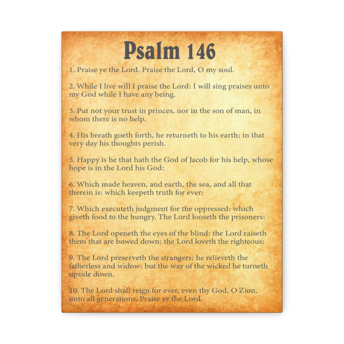 Scripture Walls Psalm 146 Chapter Gold Bible Canvas Christian Wall Art Ready to Hang Unframed-Express Your Love Gifts