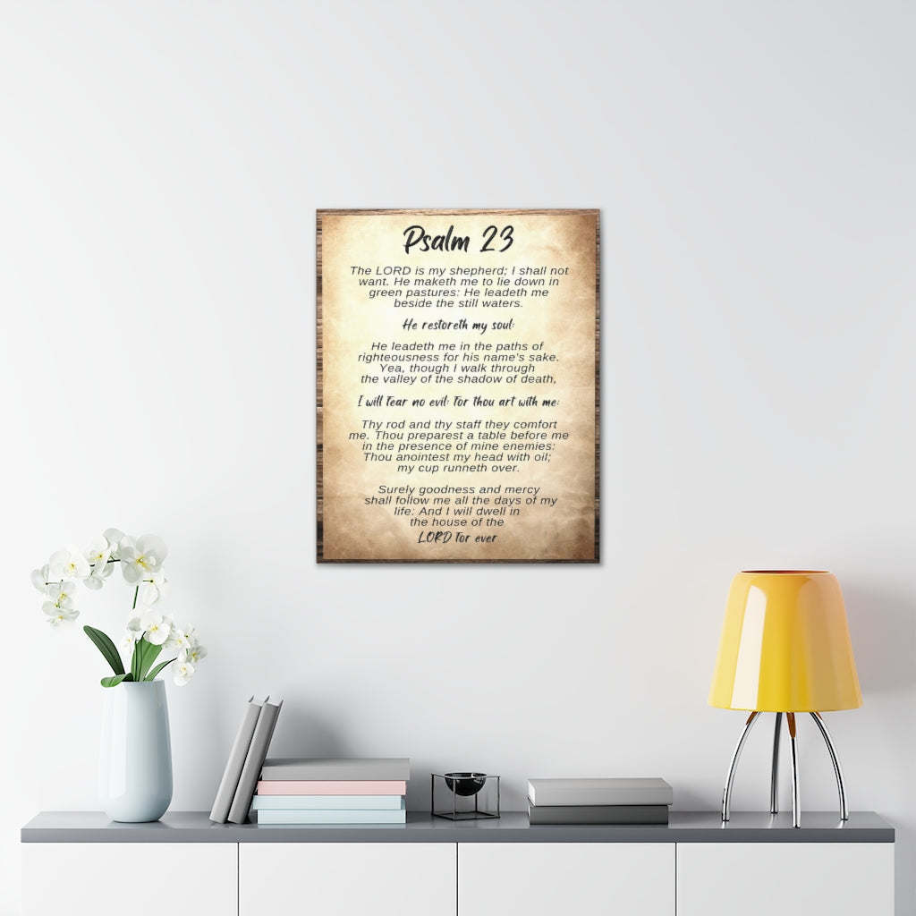 Scripture Walls Psalm 23 Brown Wood Bible Verse Canvas Christian Wall Art Ready to Hang Unframed-Express Your Love Gifts