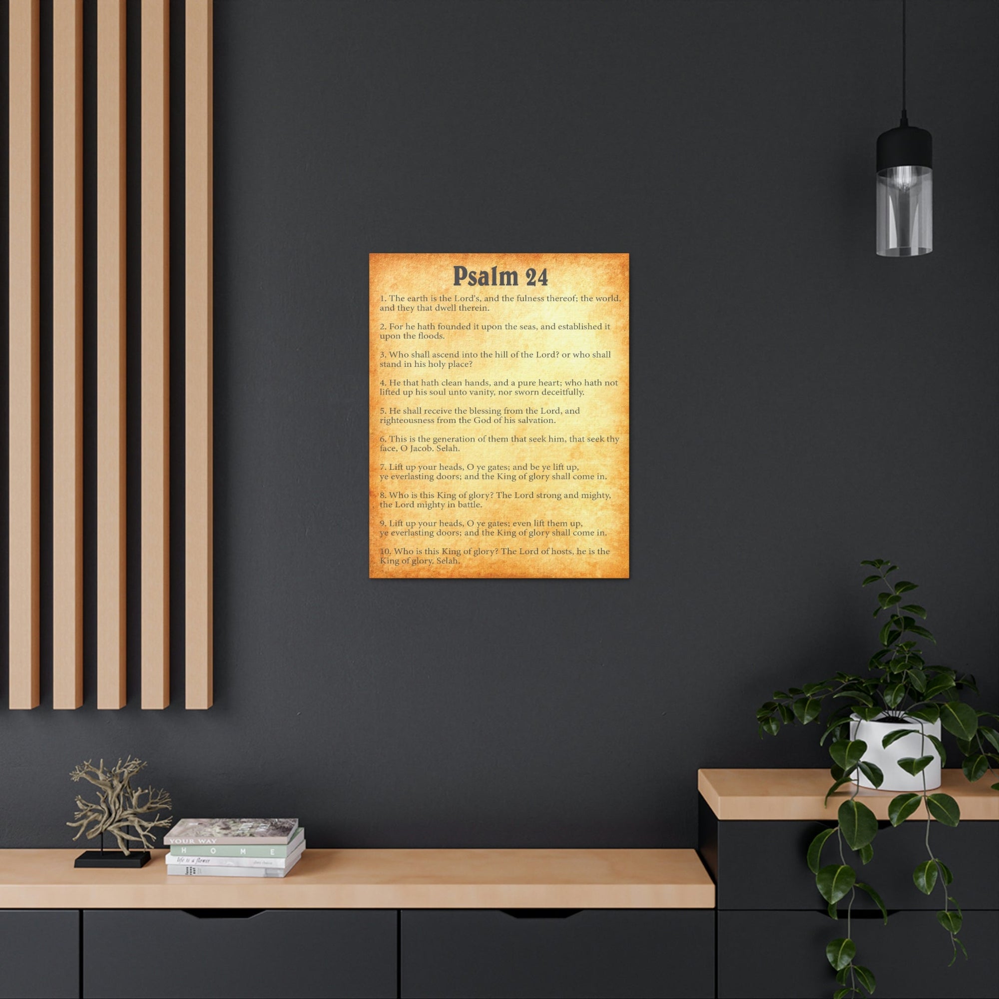 Scripture Walls Psalm 24 Chapter Gold Bible Canvas Christian Wall Art Ready to Hang Unframed-Express Your Love Gifts