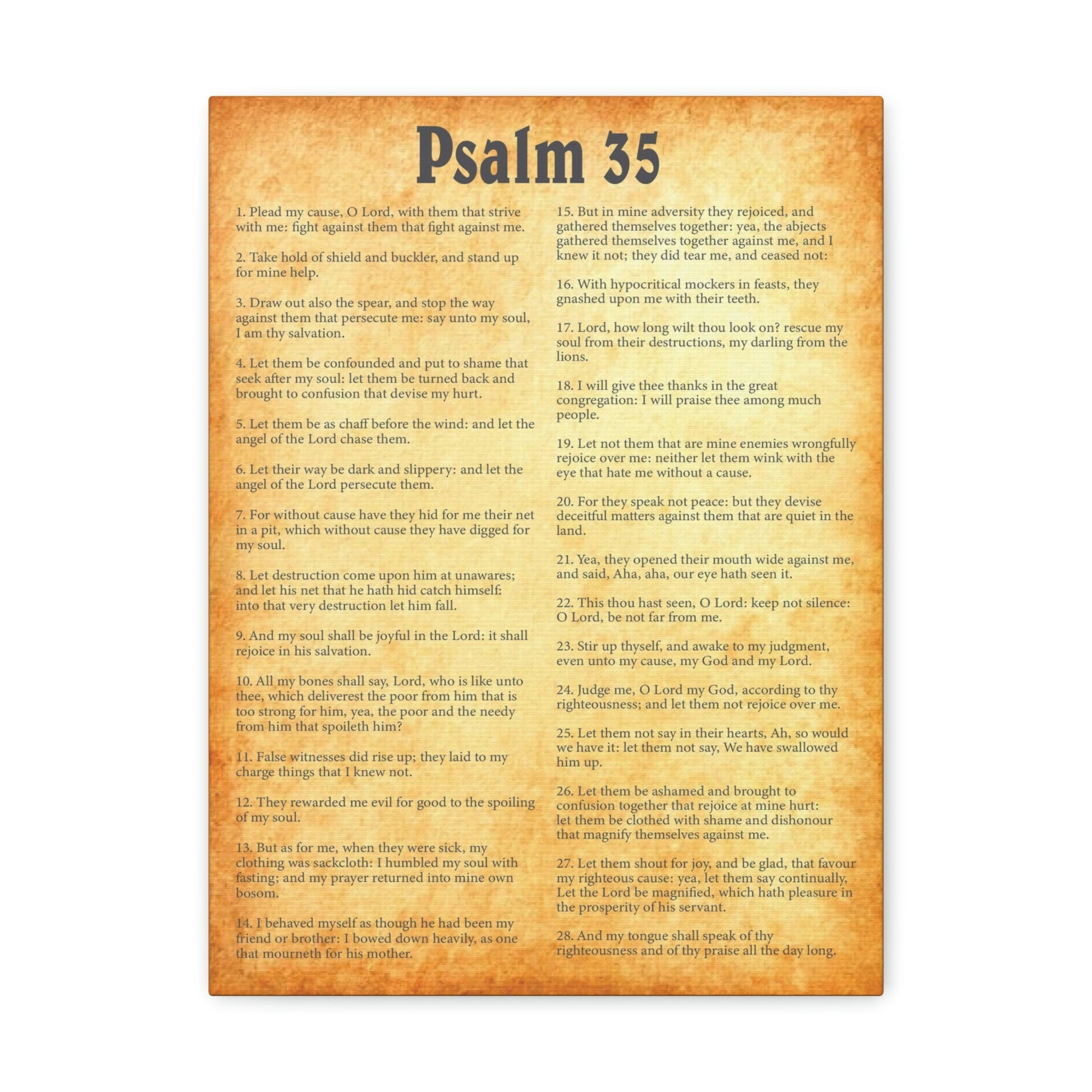 Scripture Walls Psalm 35 Chapter Gold Bible Canvas Christian Wall Art Ready to Hang Unframed-Express Your Love Gifts