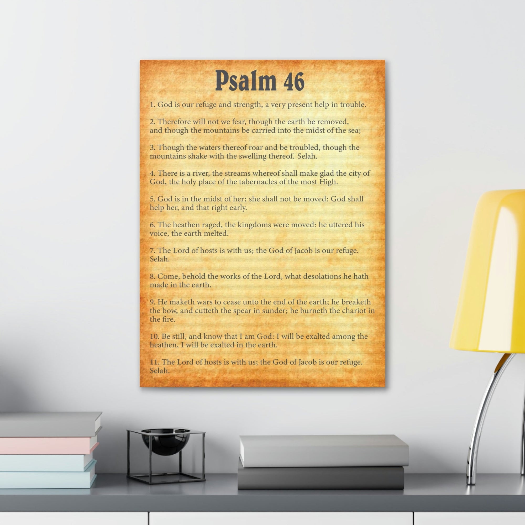 Scripture Walls Psalm 46 Chapter Gold Bible Canvas Christian Wall Art Ready to Hang Unframed-Express Your Love Gifts