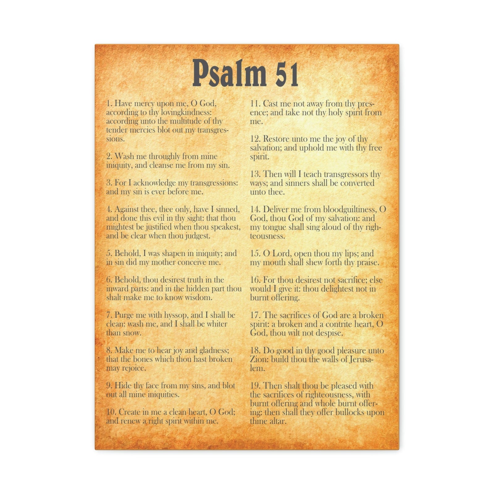 Salmo 91 Impresion De Arte Crist en Blanco Spanish Ready to Hang Bible  Canvas Unframed 