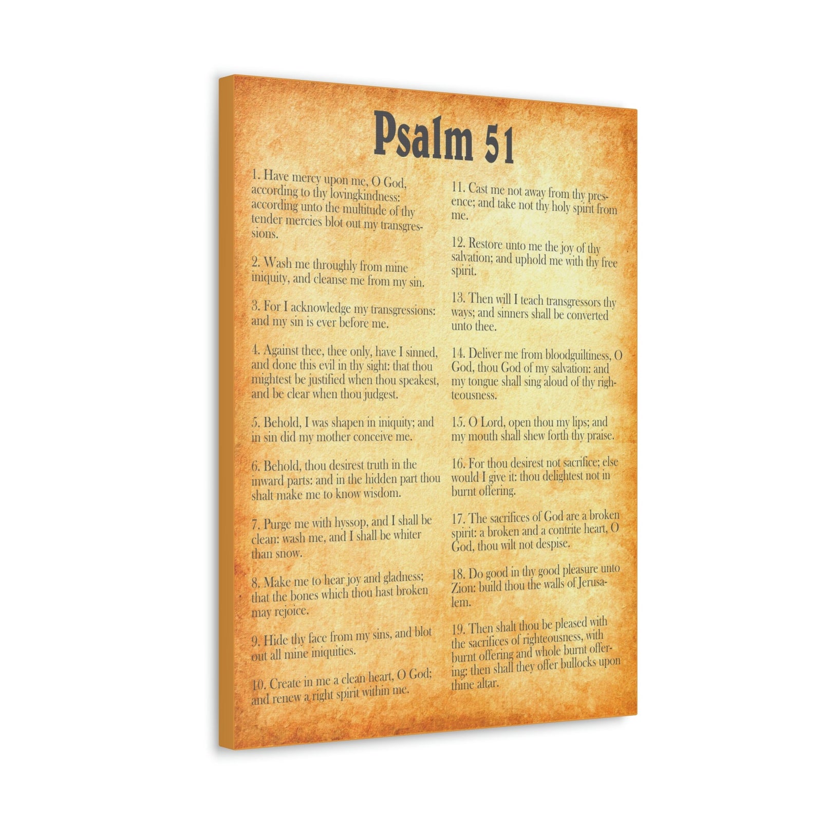 Scripture Walls Psalm 51 Chapter Gold Bible Canvas Christian Wall Art Ready to Hang Unframed-Express Your Love Gifts