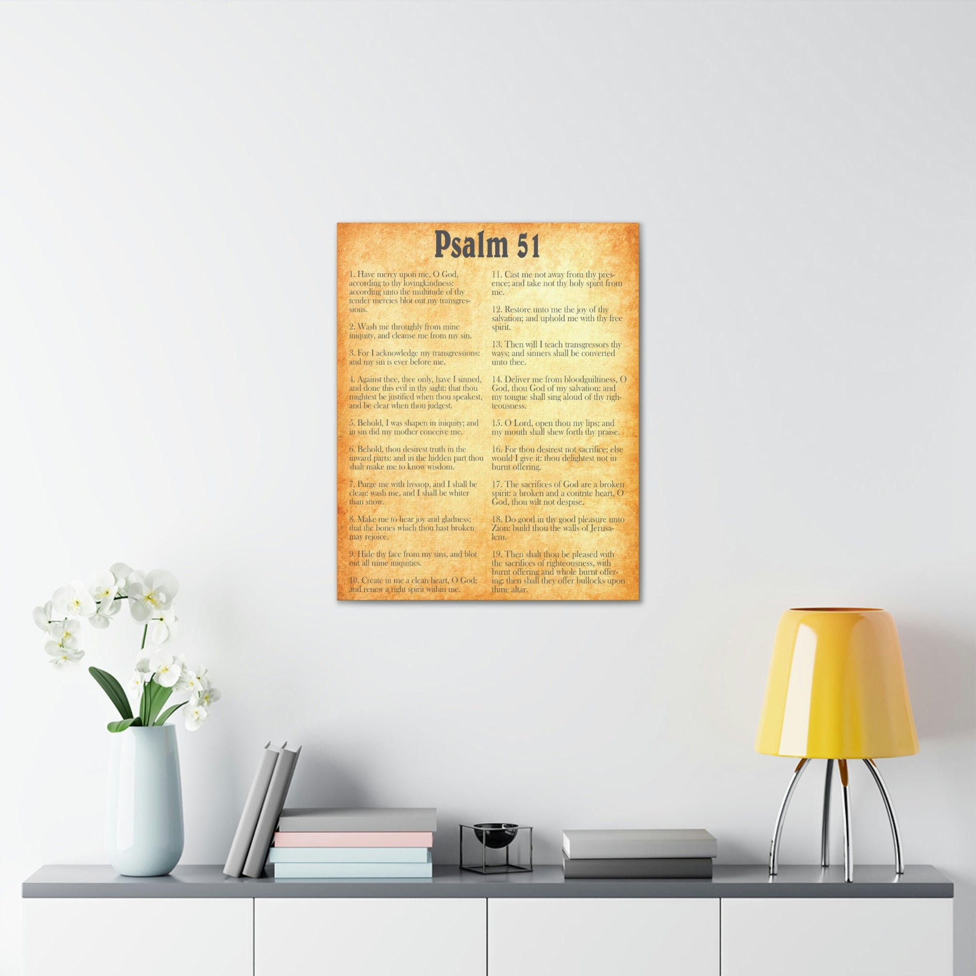 Scripture Walls Psalm 51 Chapter Gold Bible Canvas Christian Wall Art Ready to Hang Unframed-Express Your Love Gifts