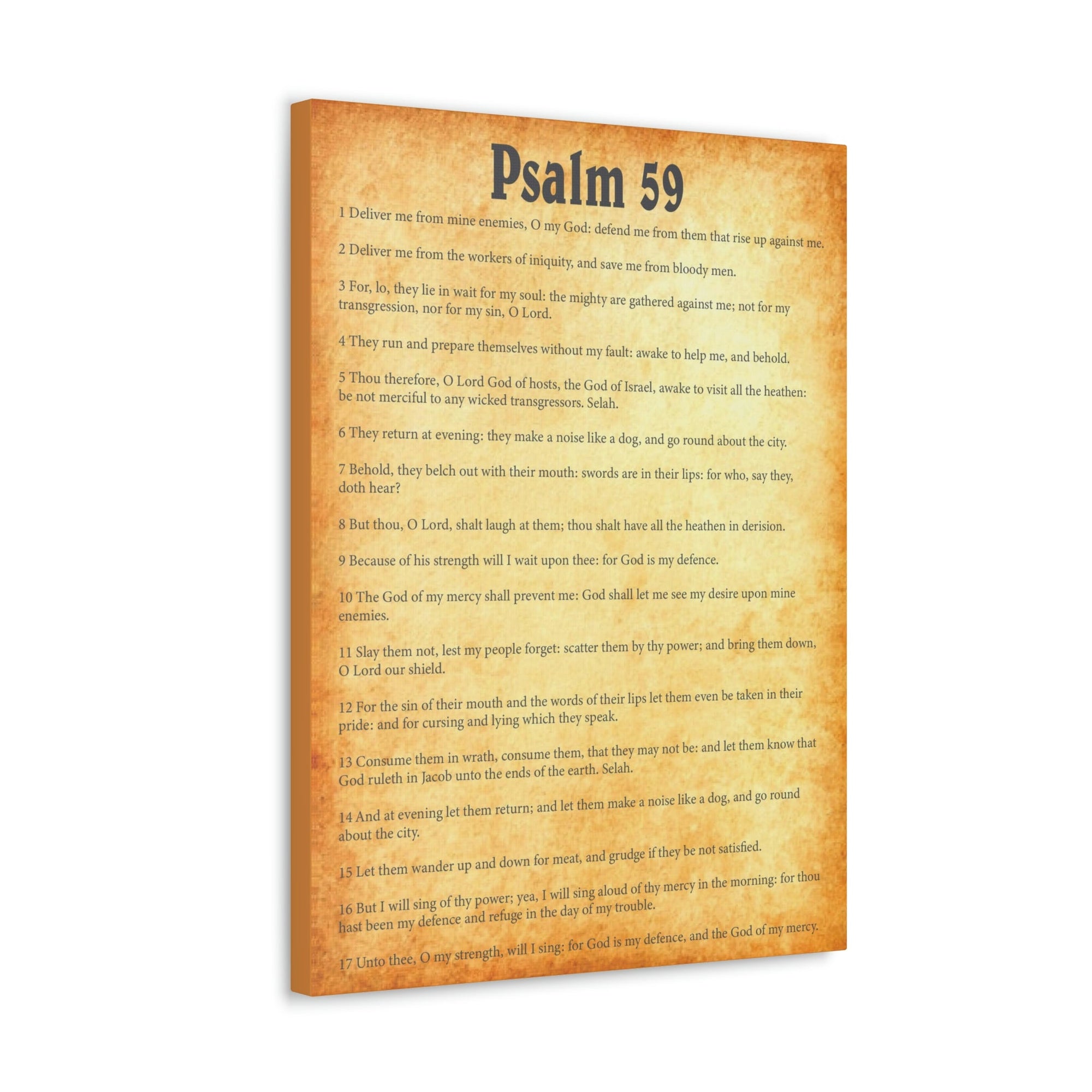 Scripture Walls Psalm 59 Chapter Gold Bible Canvas Christian Wall Art Ready to Hang Unframed-Express Your Love Gifts