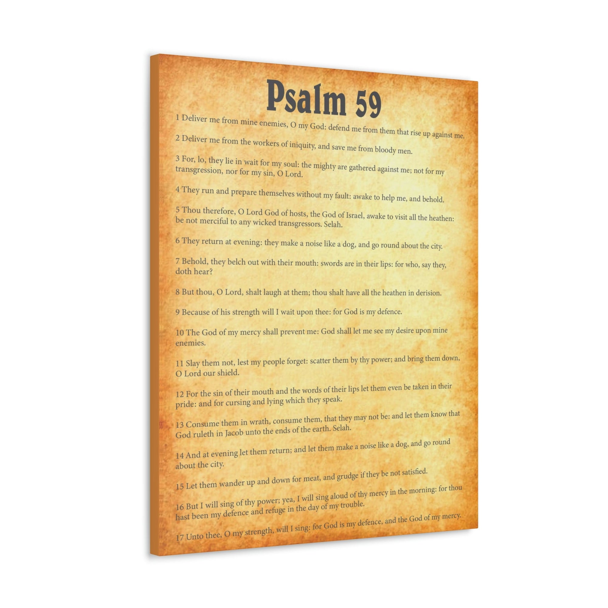 Scripture Walls Psalm 59 Chapter Gold Bible Canvas Christian Wall Art Ready to Hang Unframed-Express Your Love Gifts