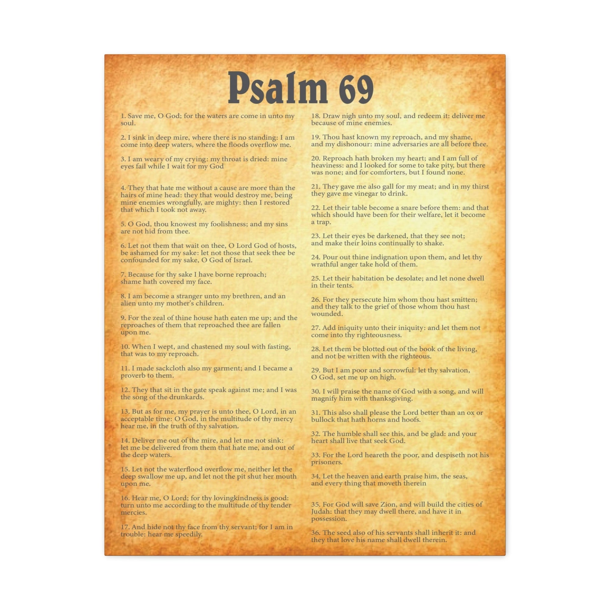 Scripture Walls Psalm 69 Chapter Gold Bible Canvas Christian Wall Art Ready  to Hang Unframed