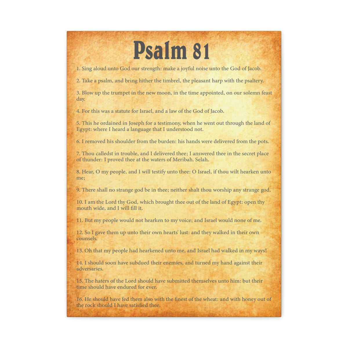 Scripture Walls Psalm 81 Chapter Gold Bible Canvas Christian Wall Art Ready to Hang Unframed-Express Your Love Gifts