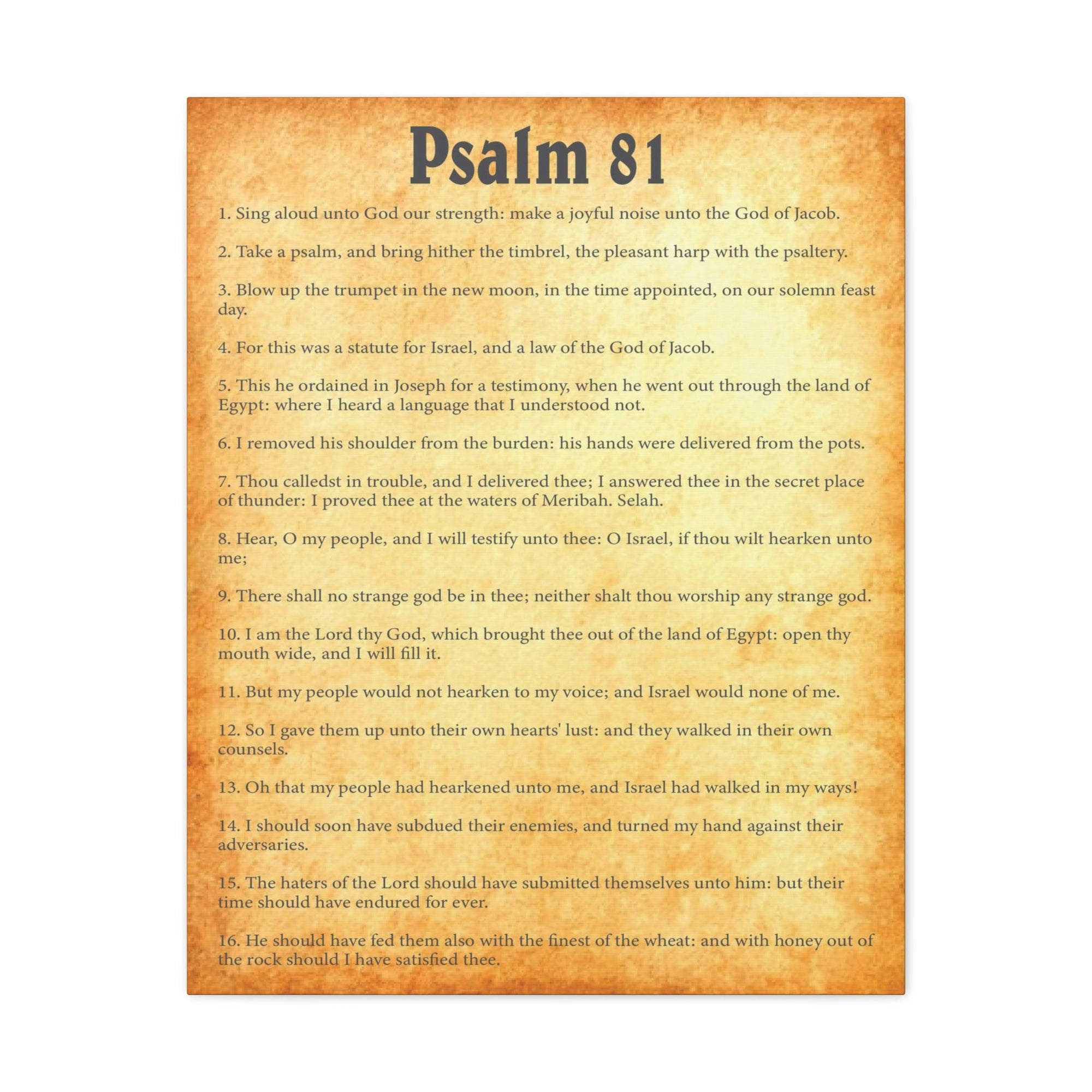 Scripture Walls Psalm 81 Chapter Gold Bible Canvas Christian Wall Art Ready to Hang Unframed-Express Your Love Gifts