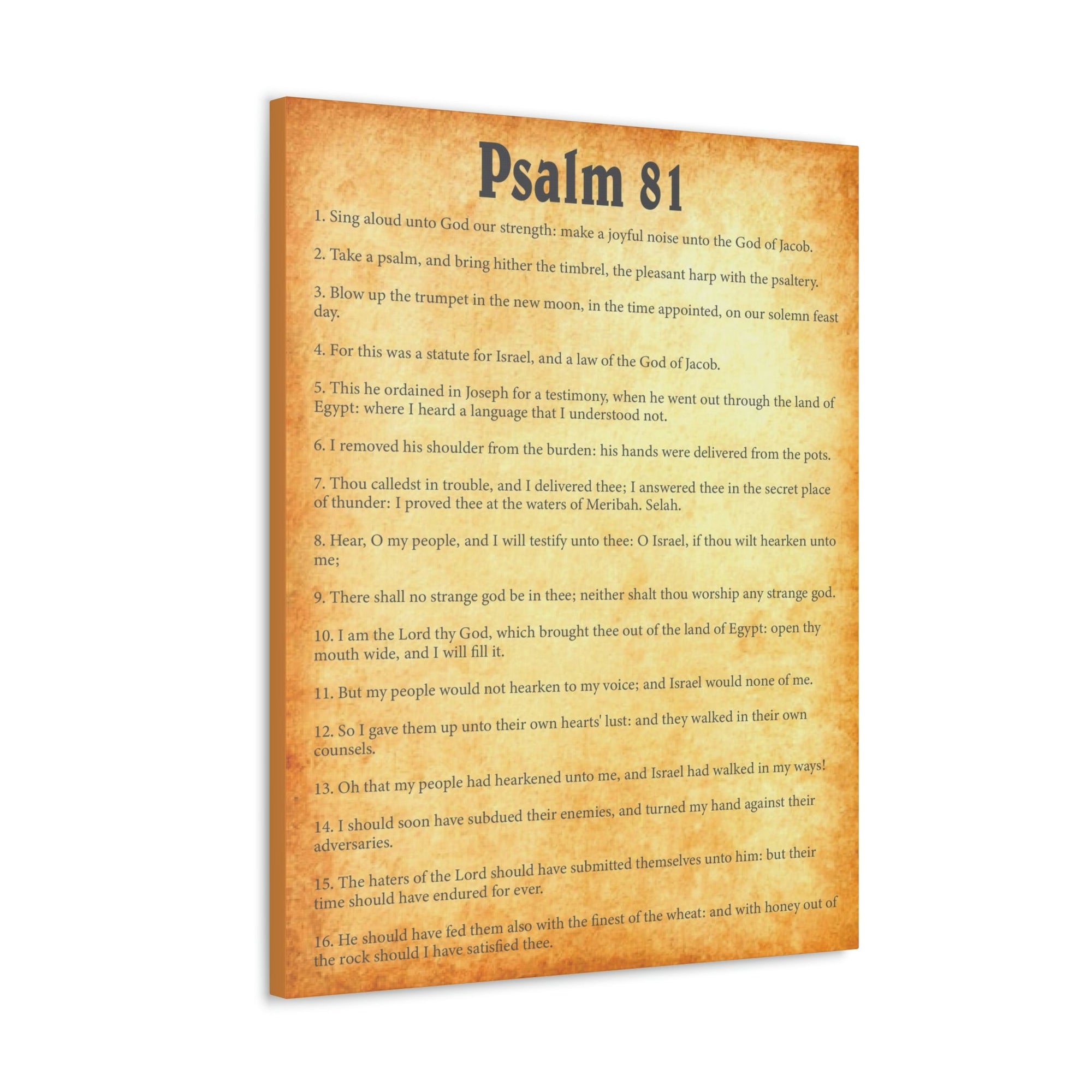 Scripture Walls Psalm 81 Chapter Gold Bible Canvas Christian Wall Art Ready to Hang Unframed-Express Your Love Gifts