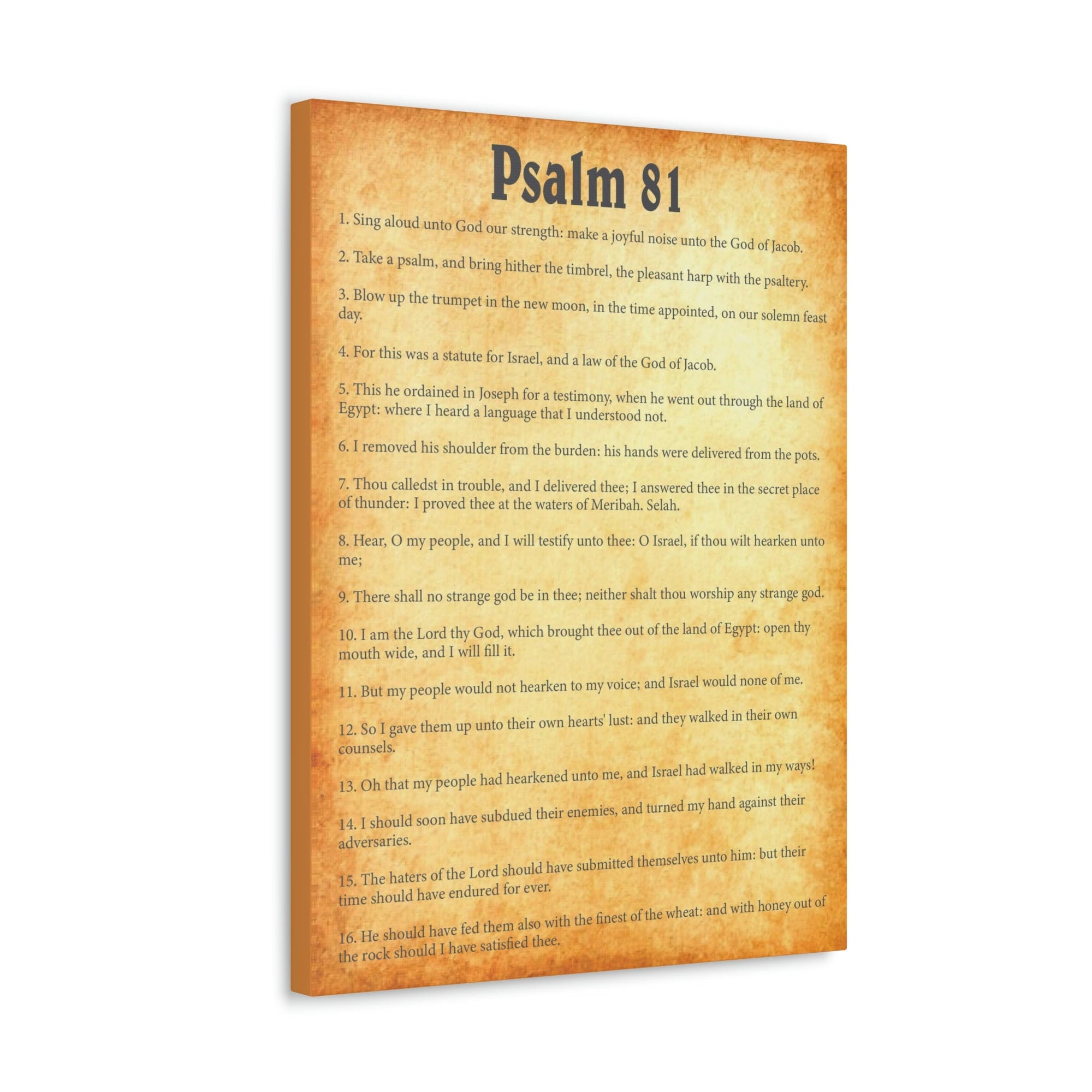 Scripture Walls Psalm 81 Chapter Gold Bible Canvas Christian Wall Art Ready to Hang Unframed-Express Your Love Gifts