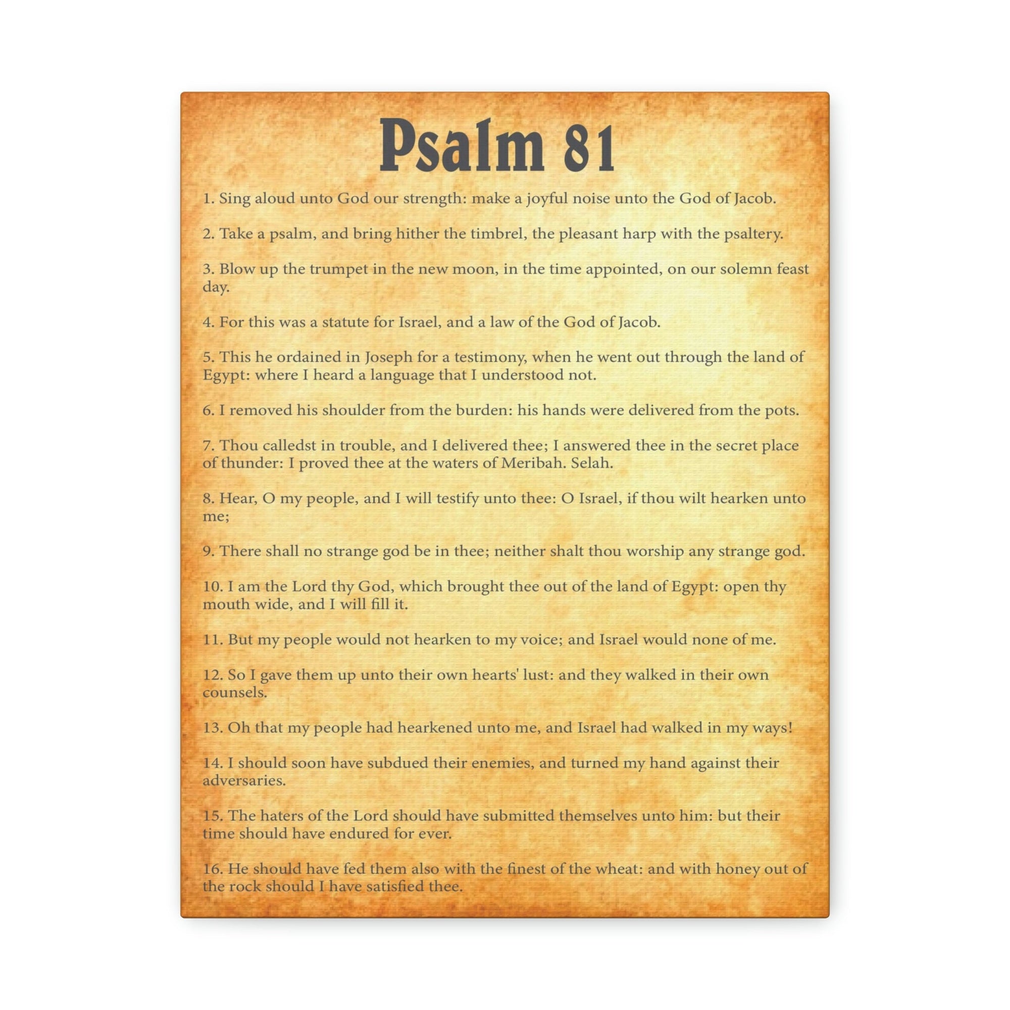 Scripture Walls Psalm 81 Chapter Gold Bible Canvas Christian Wall Art Ready to Hang Unframed-Express Your Love Gifts