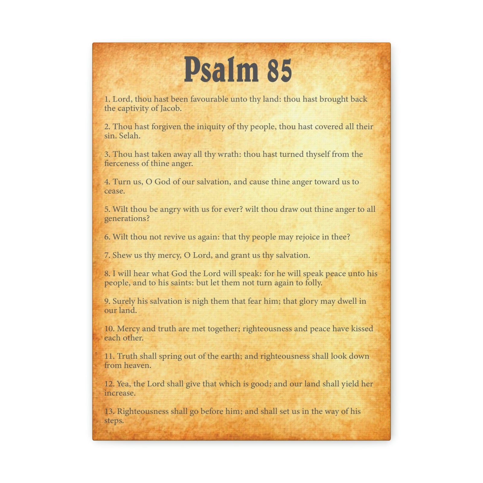 Scripture Walls Psalm 85 Chapter Gold Bible Canvas Christian Wall Art Ready to Hang Unframed-Express Your Love Gifts