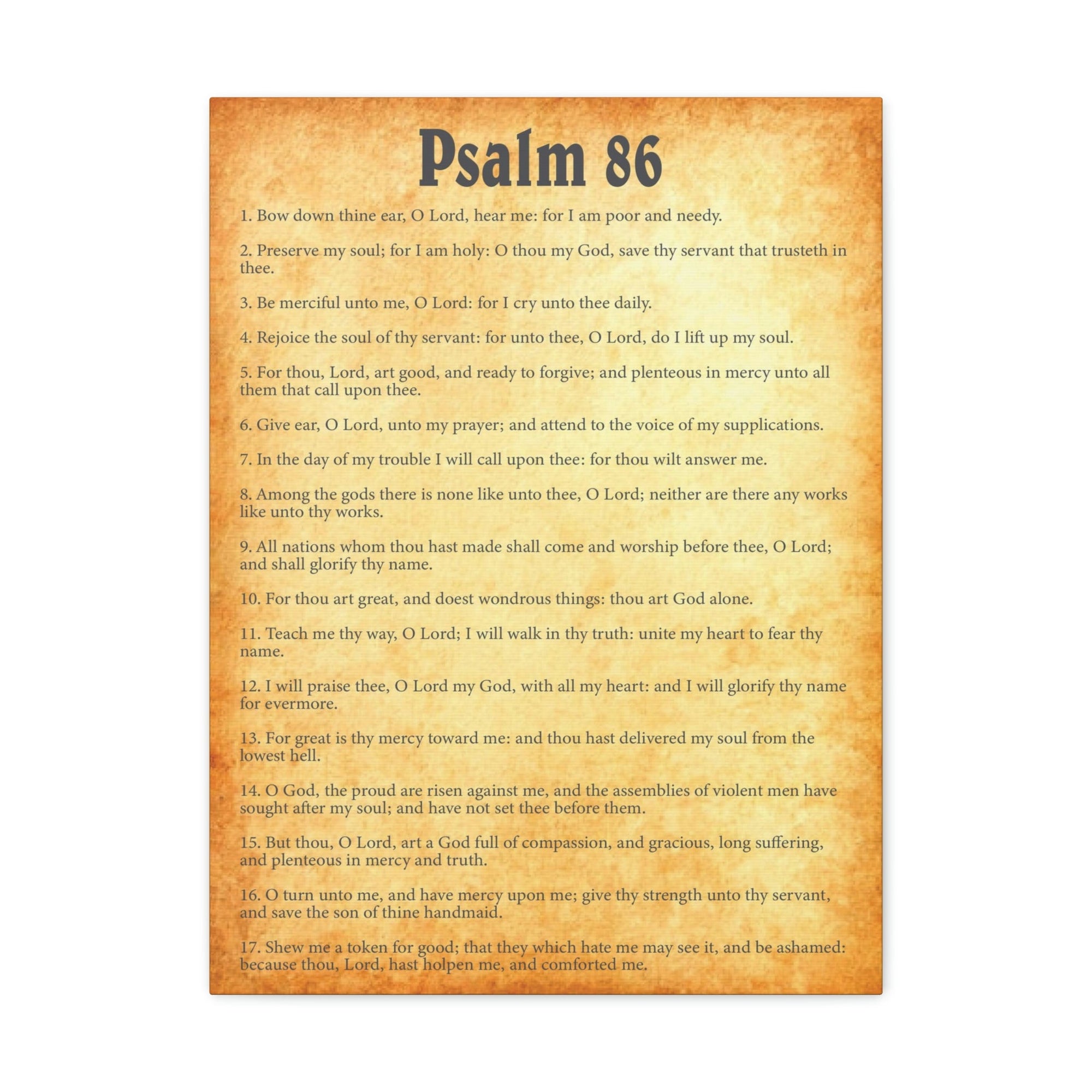 Scripture Walls Psalm 86 Chapter Gold Bible Canvas Christian Wall Art Ready to Hang Unframed-Express Your Love Gifts