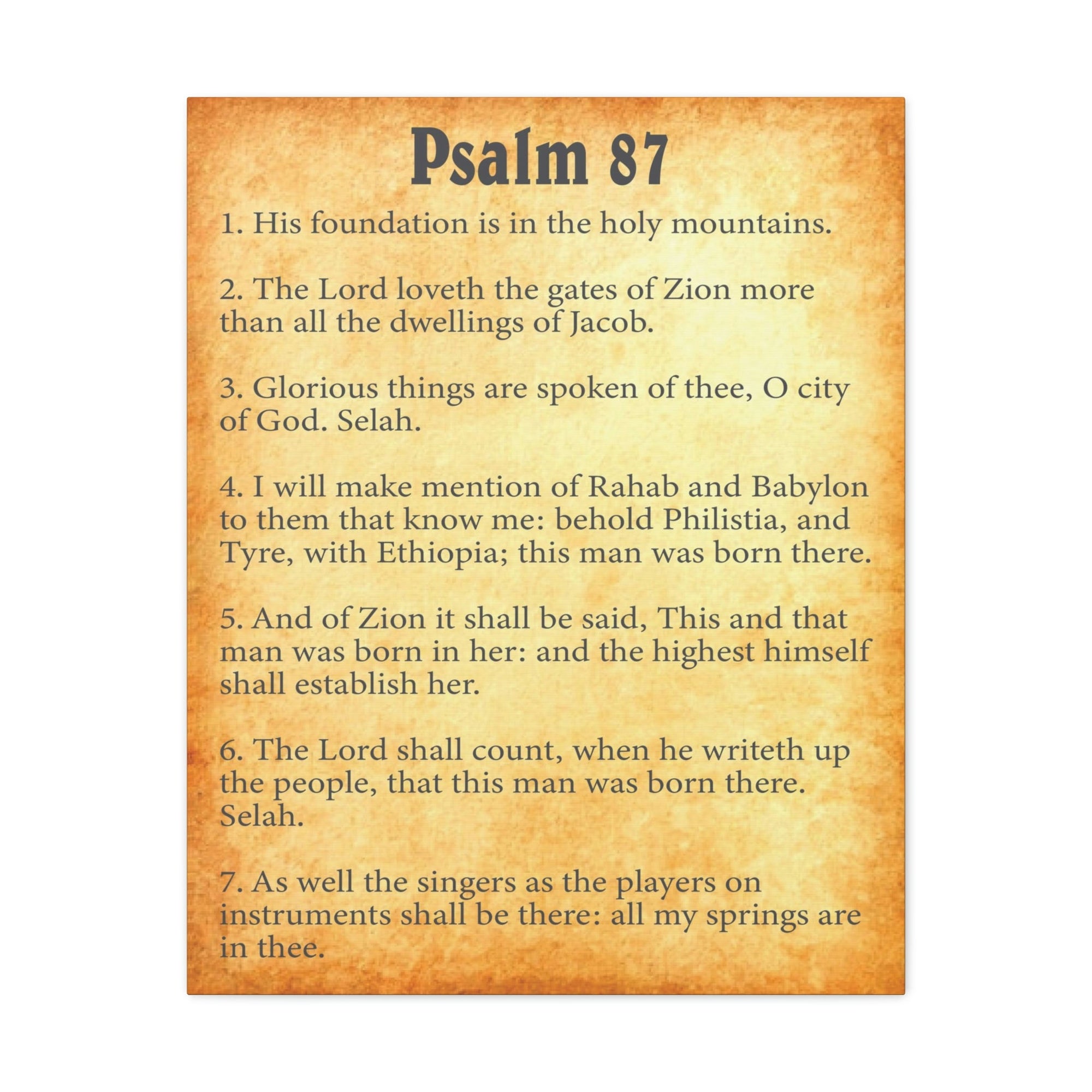 Scripture Walls Psalm 87 Chapter Gold Bible Canvas Christian Wall Art Ready to Hang Unframed-Express Your Love Gifts