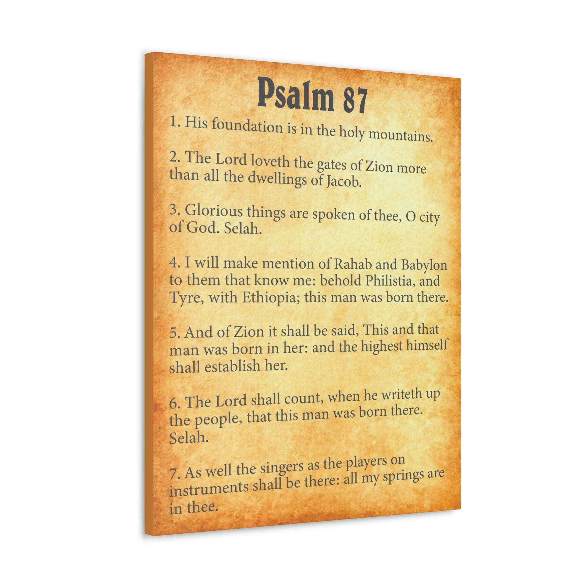 Scripture Walls Psalm 87 Chapter Gold Bible Canvas Christian Wall Art Ready to Hang Unframed-Express Your Love Gifts