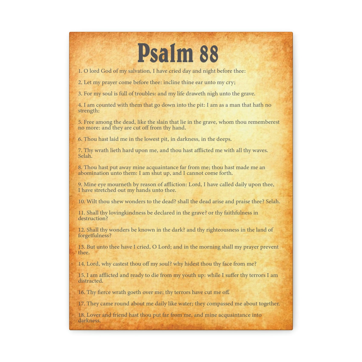 Scripture Walls Psalm 88 Chapter Gold Bible Canvas Christian Wall Art Ready to Hang Unframed-Express Your Love Gifts