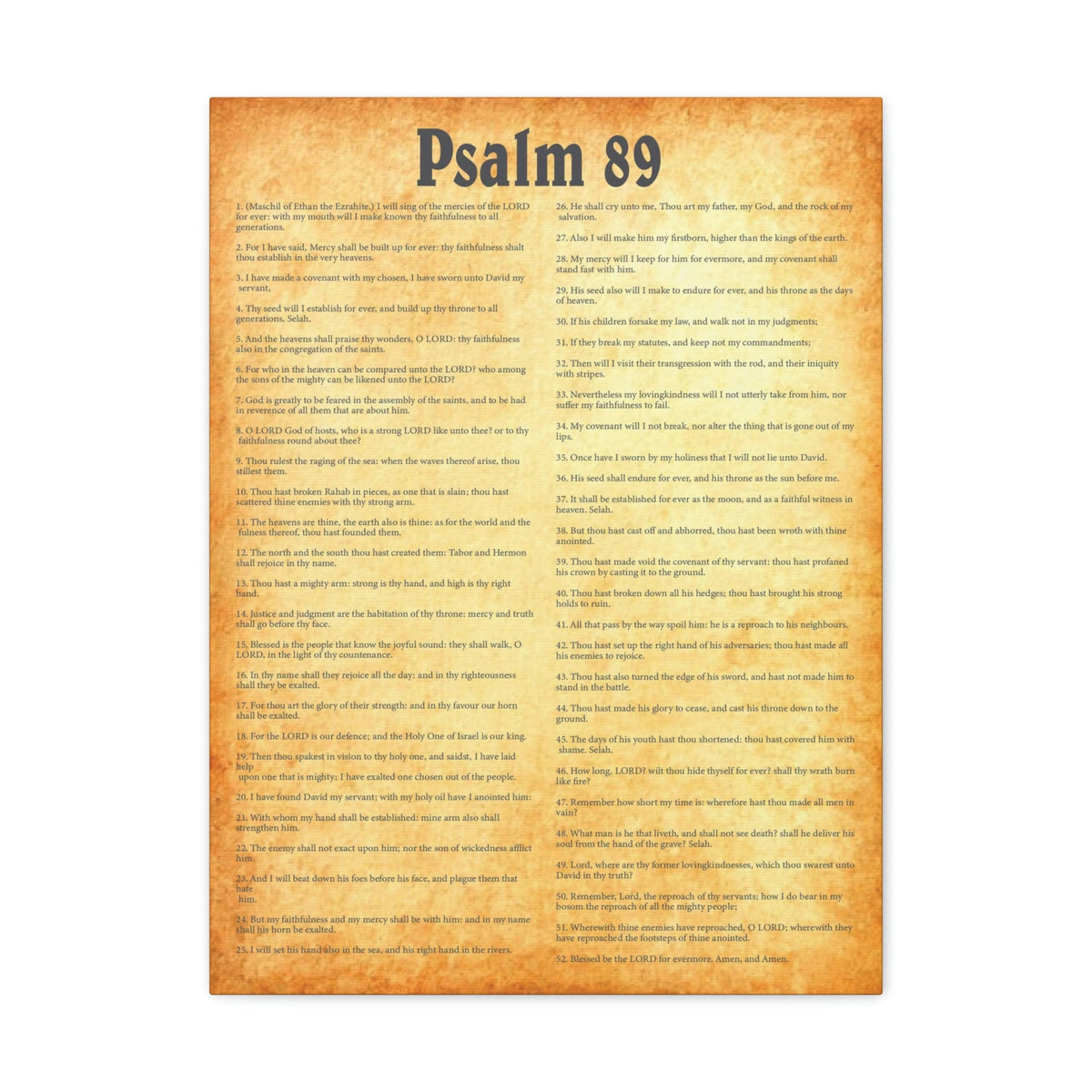 Scripture Walls Psalm 89 Chapter Gold Bible Canvas Christian Wall Art Ready to Hang Unframed-Express Your Love Gifts