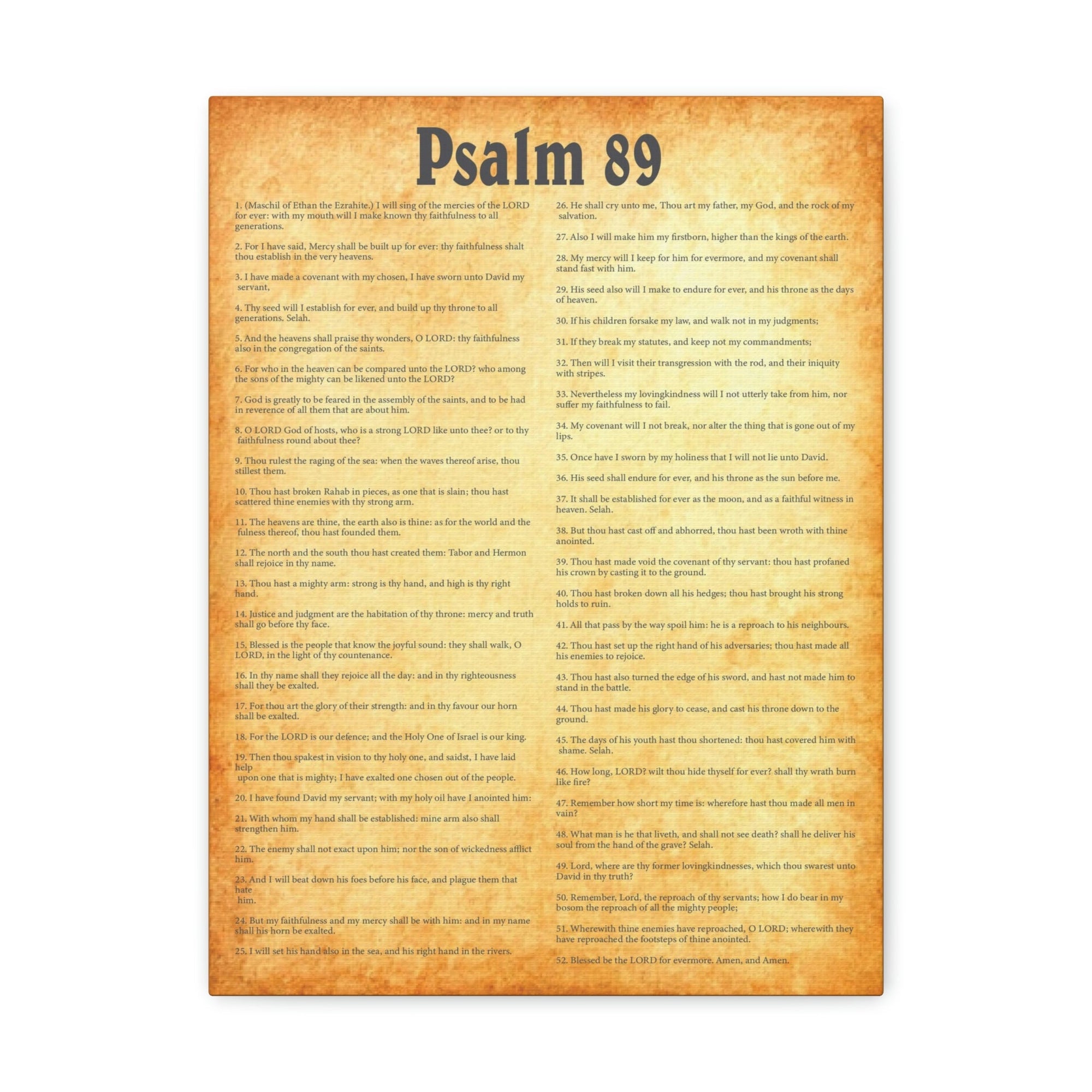 Scripture Walls Psalm 89 Chapter Gold Bible Canvas Christian Wall Art Ready to Hang Unframed-Express Your Love Gifts